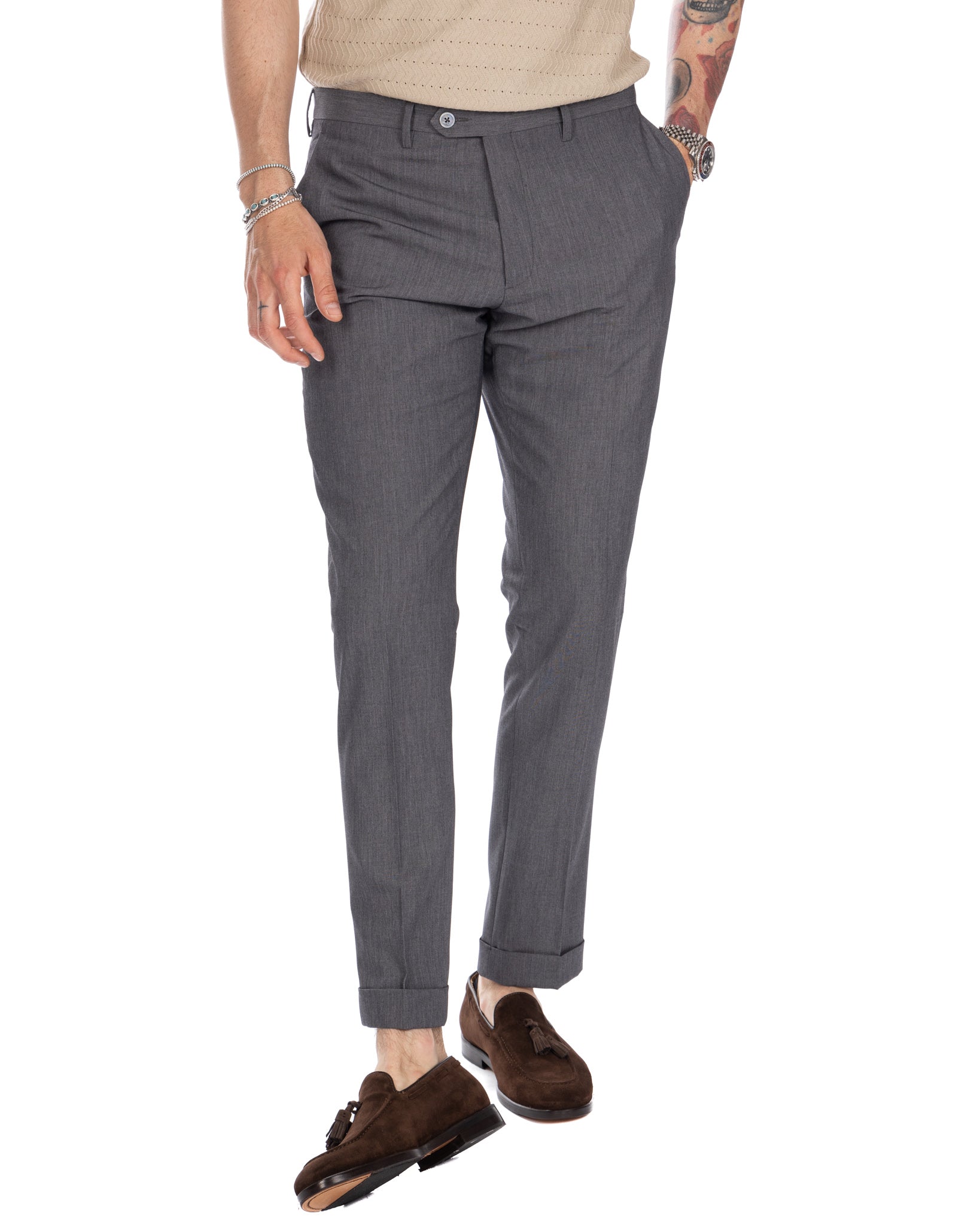 Brema - gray basic trousers