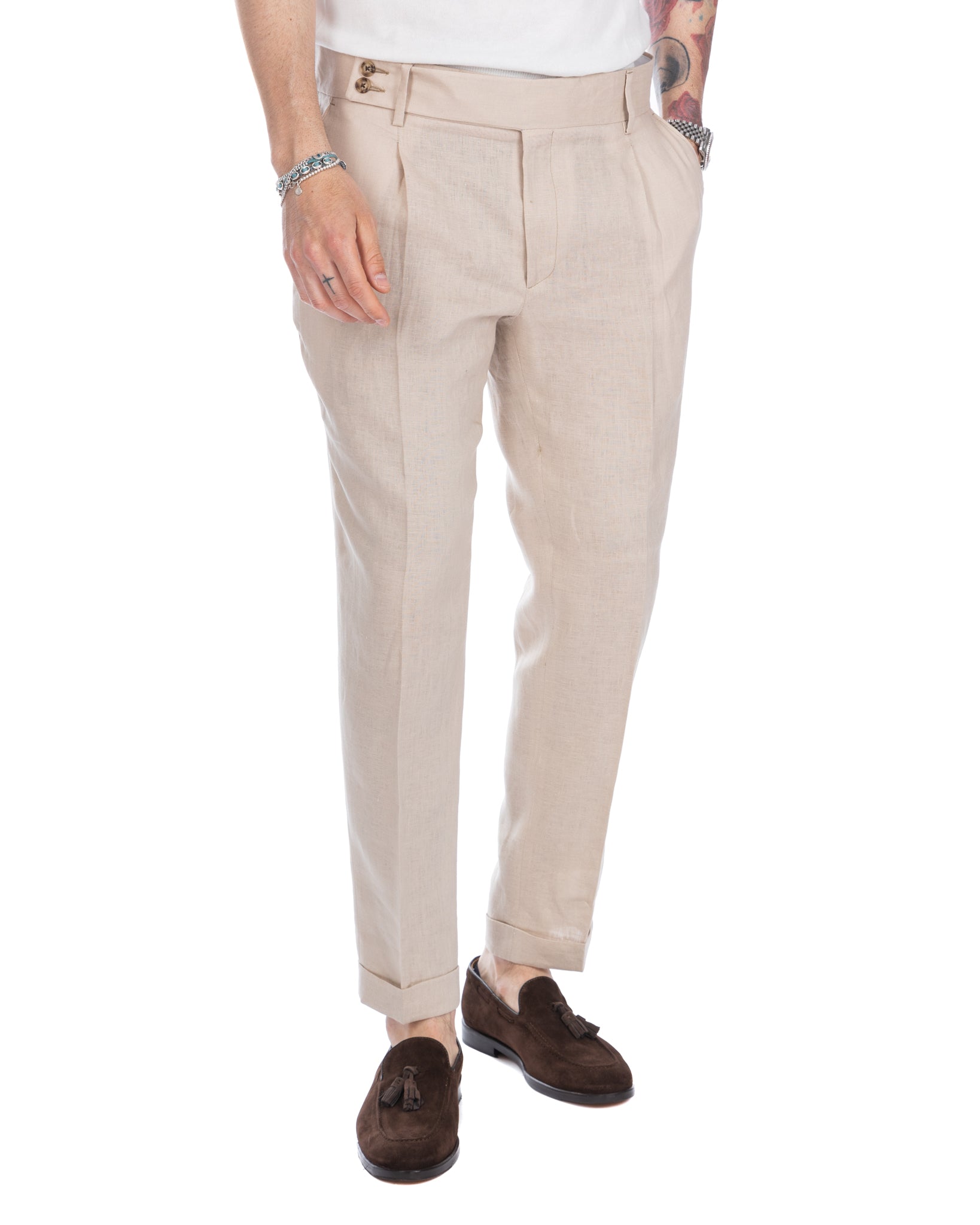 Sorso - high-waisted trousers in pure linen
