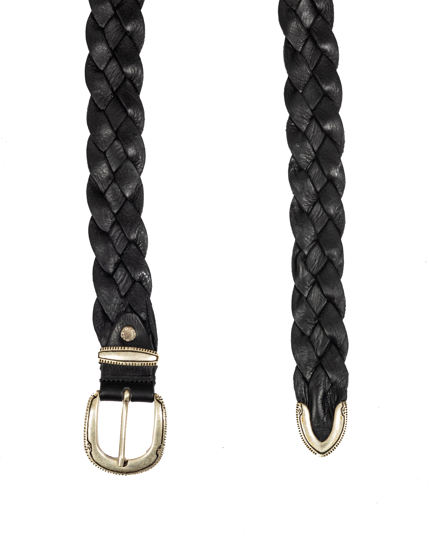 Chianti - large ceinture en cuir tressé noir