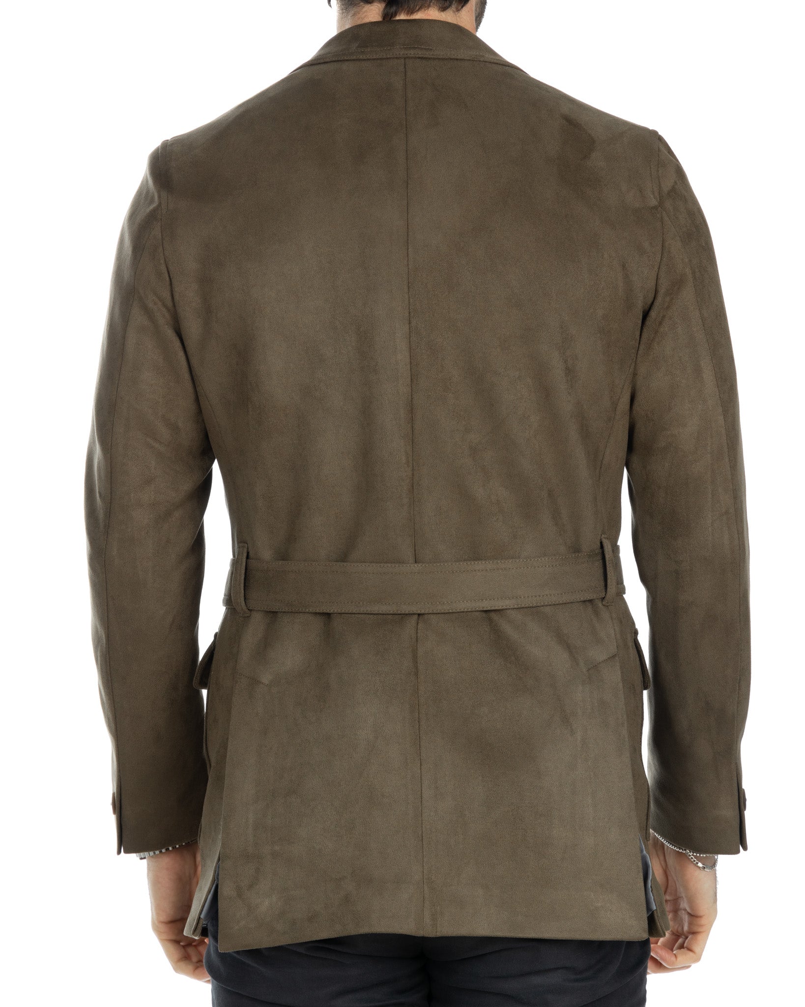 Levante - safari jacket in military eco-suede