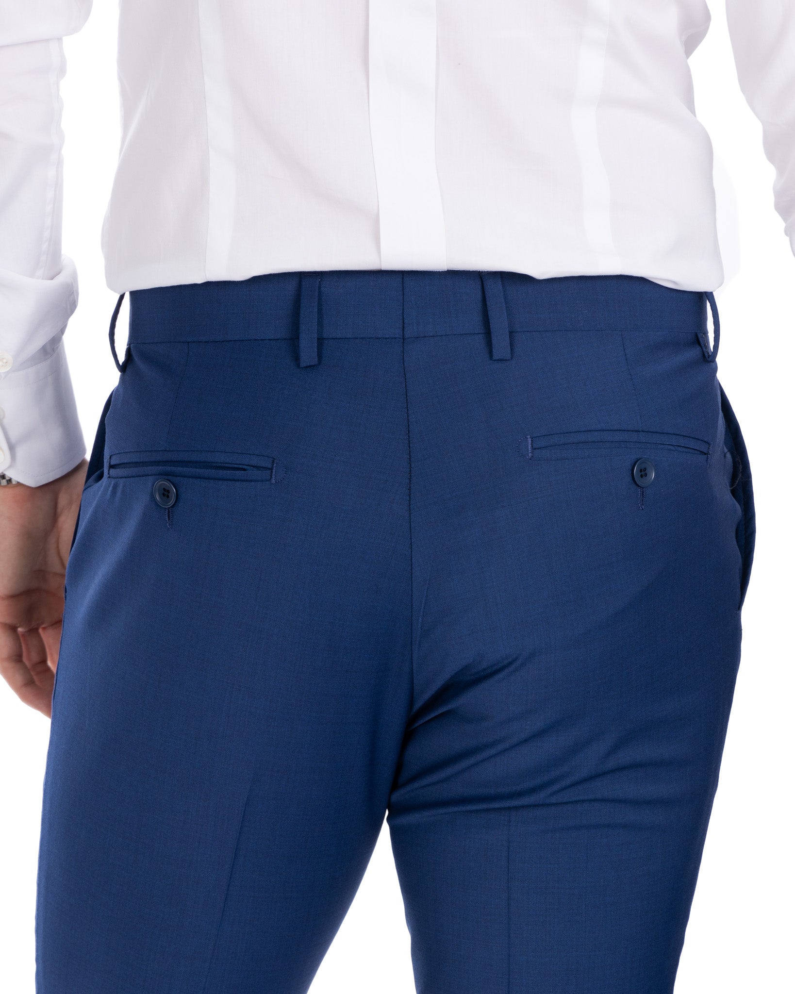 Manhattan - pantalone vita alta bluette in lana