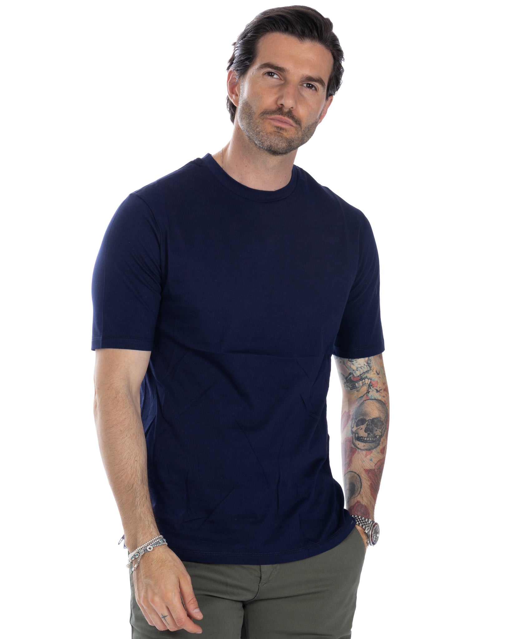 Tee - t-shirt bleu basique en coton