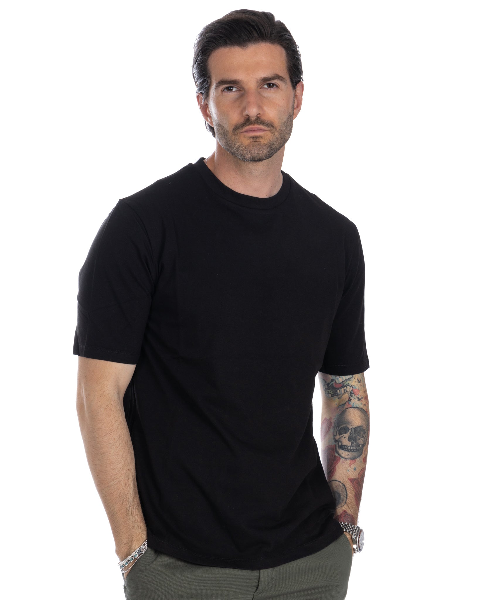 Tee - t-shirt basique en coton noir