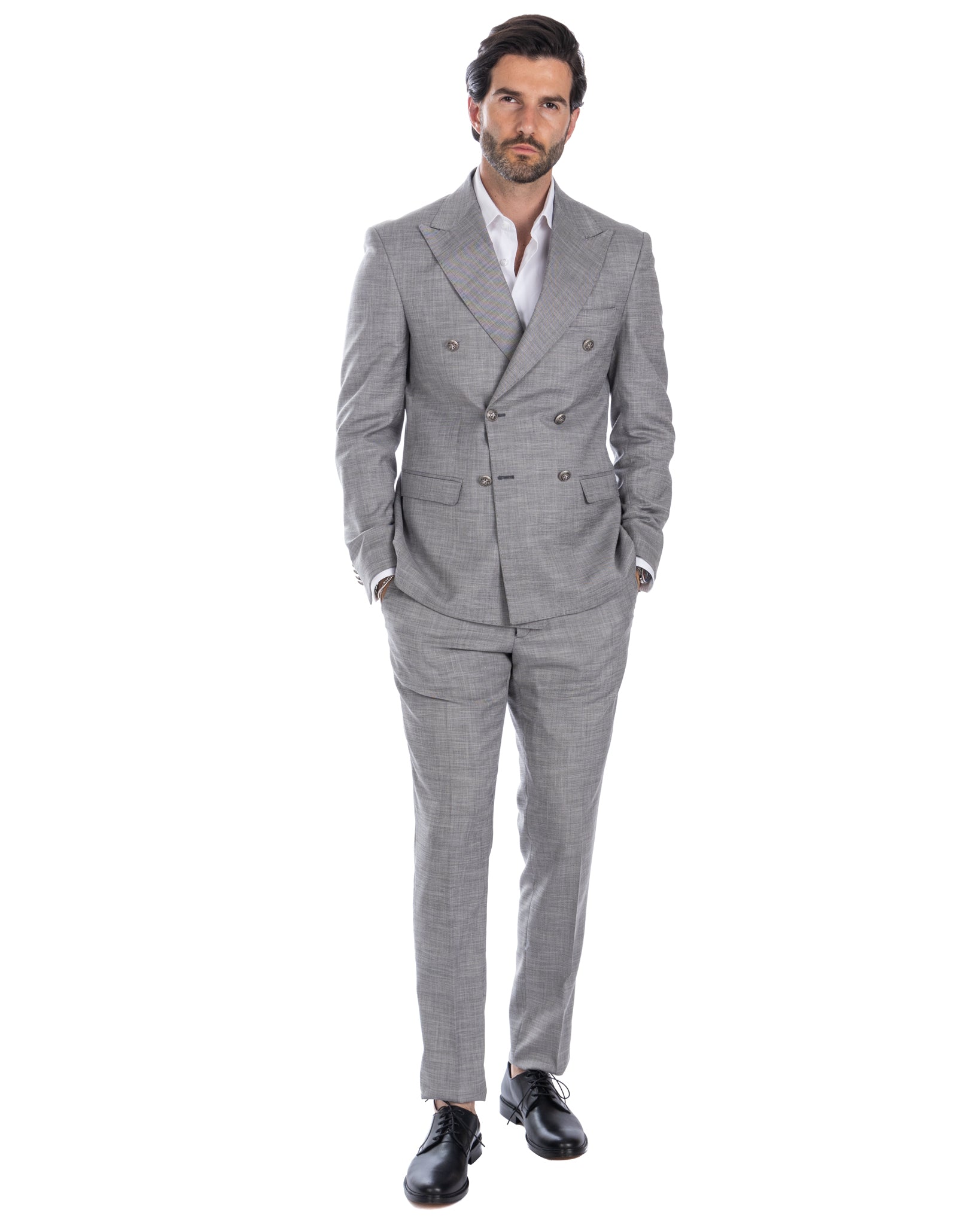 Thun - gray melange double-breasted suit