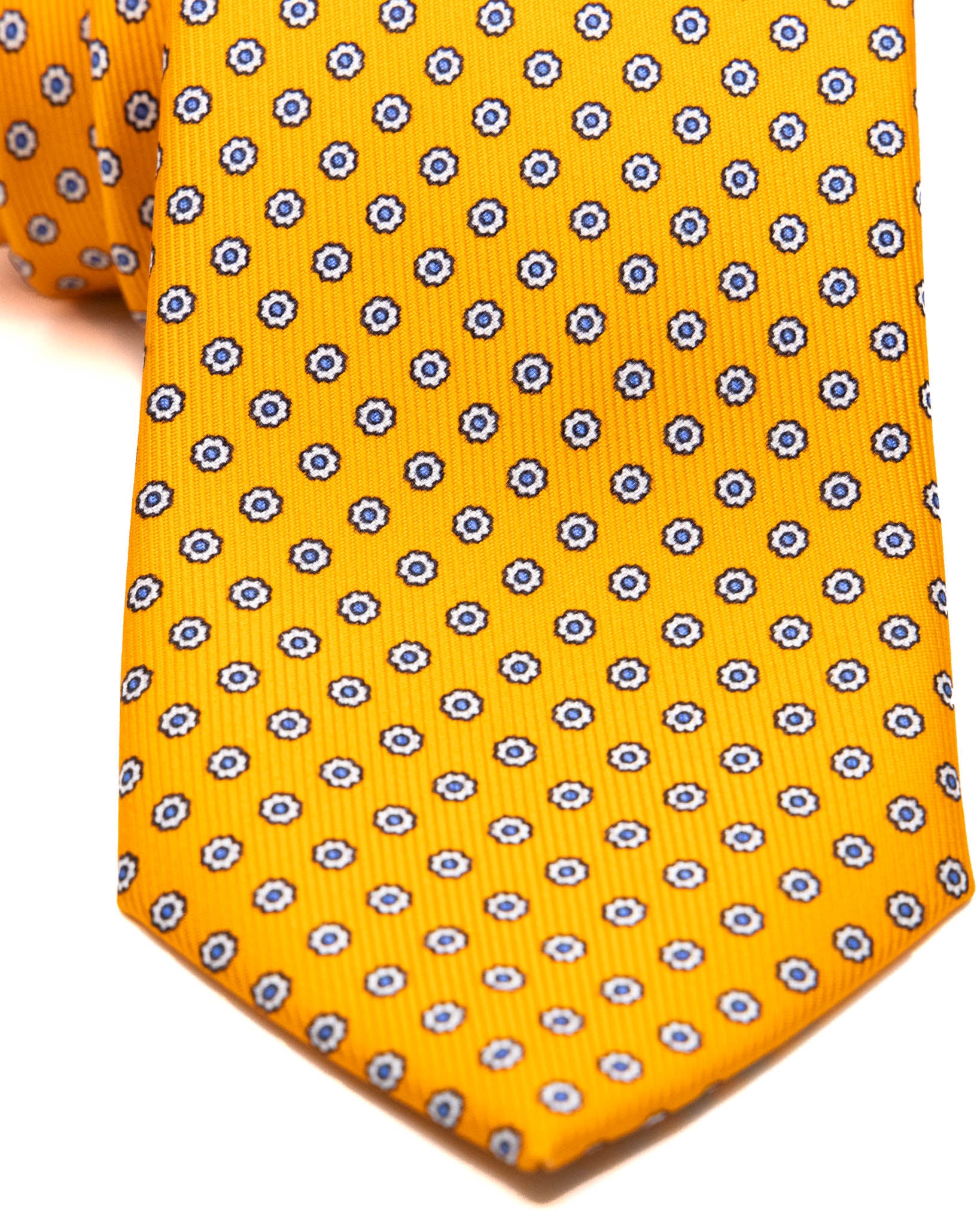 Cravatta - in seta twill arancione a fantasia fiori