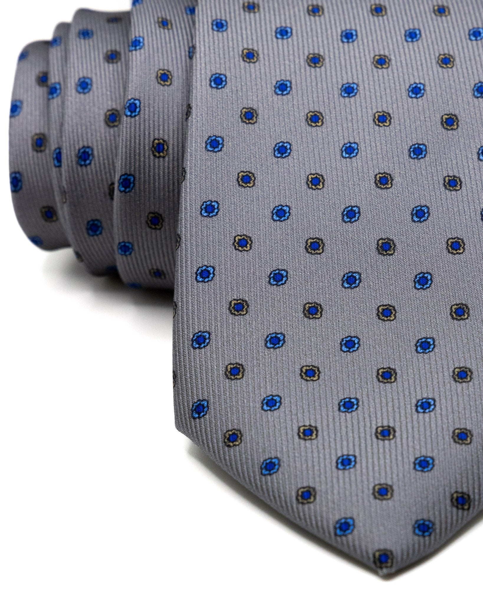 Cravatta - in seta twill antracite a fantasia blu