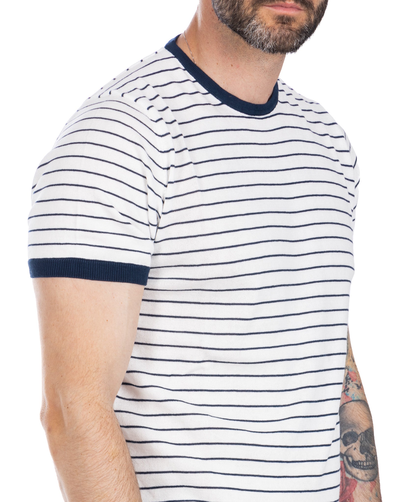 Corrado - blue striped knitted t-shirt