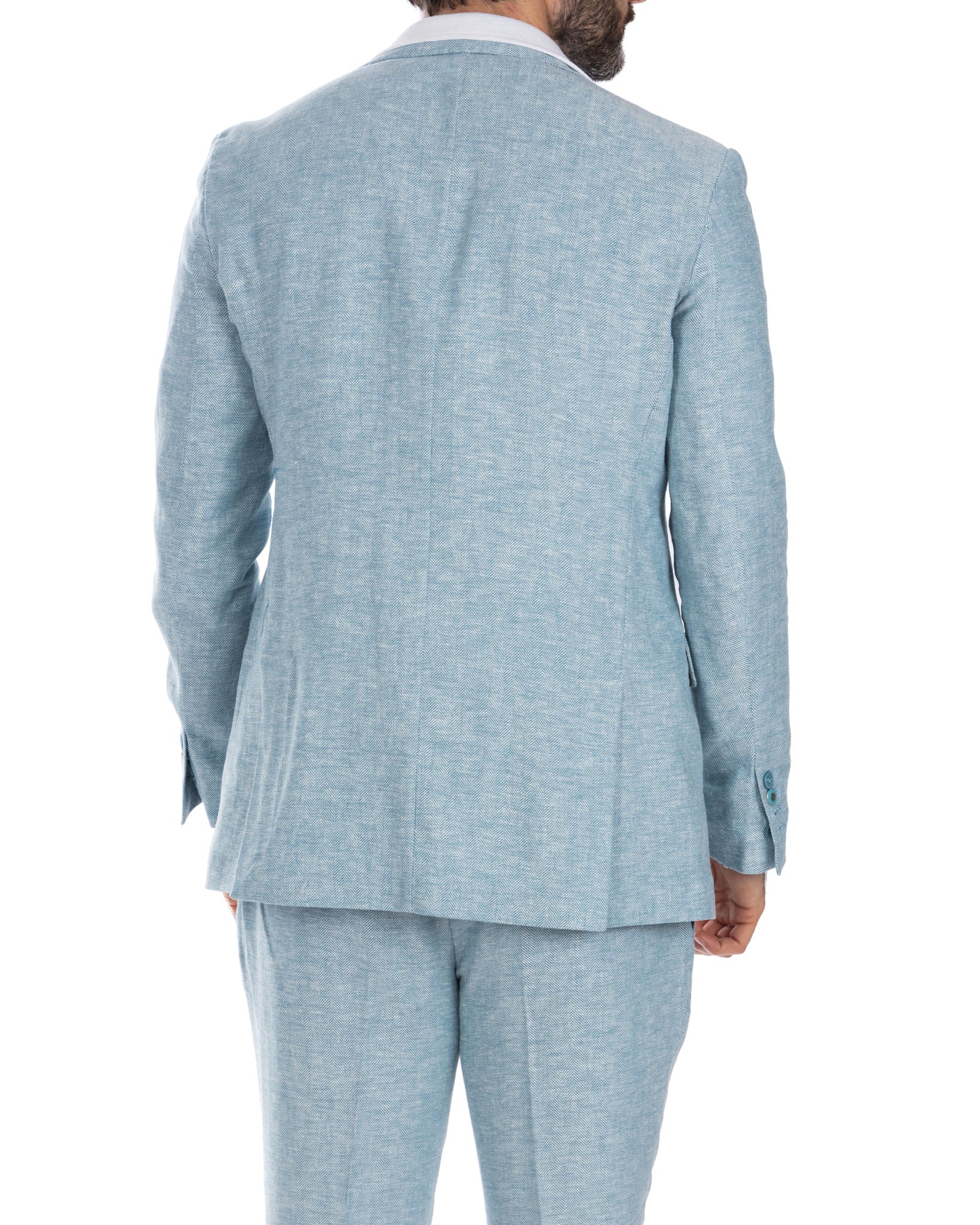 Treia - single-breasted blue herringbone jacket