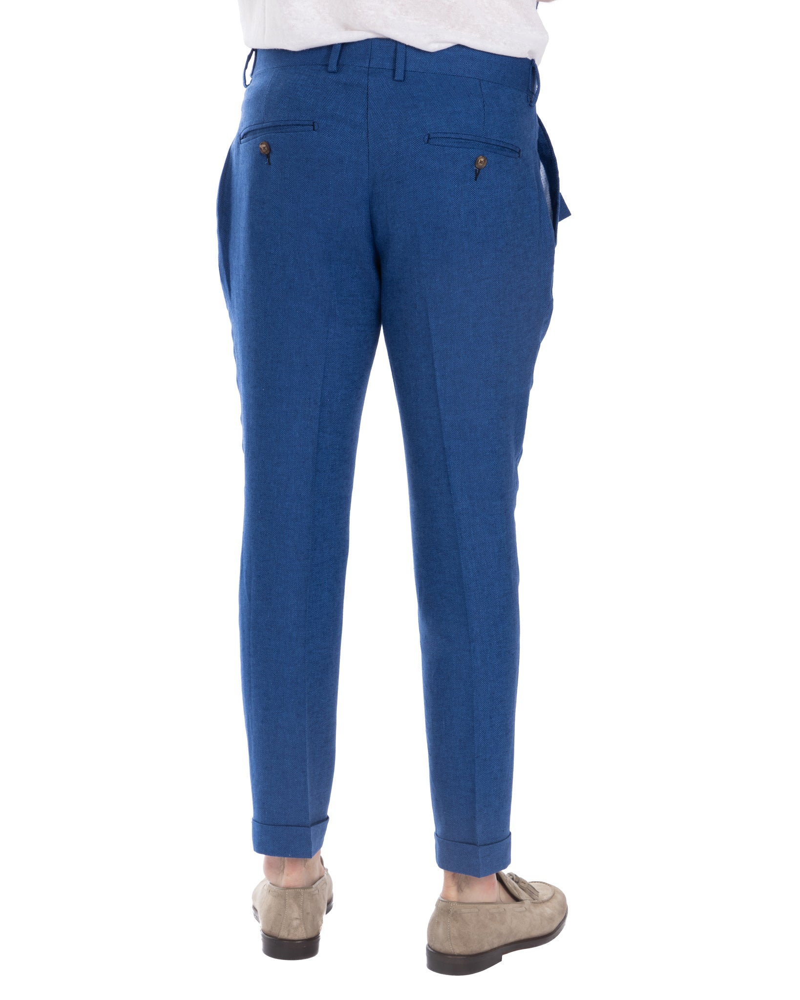 Moresco - pantalon à chevrons bleu