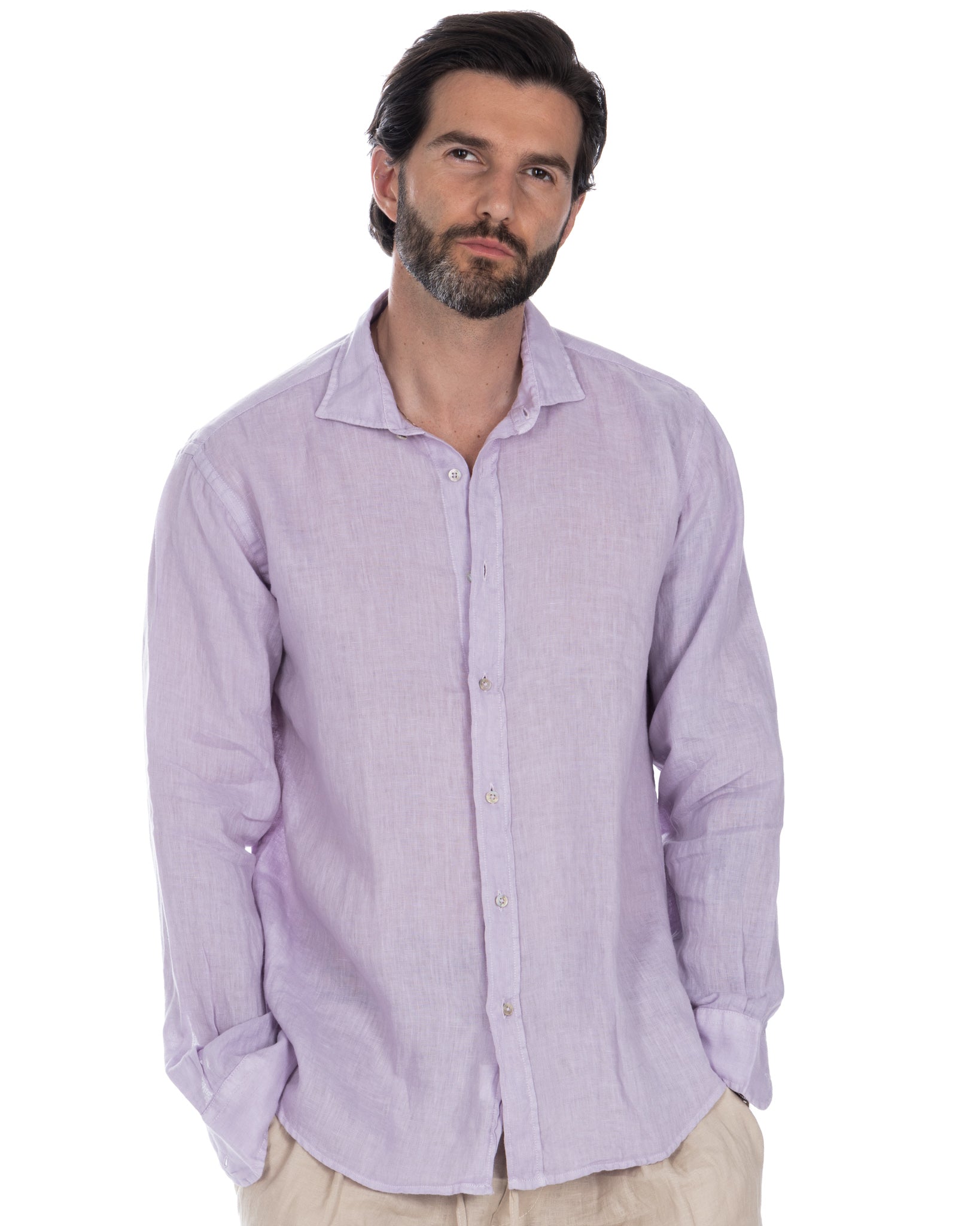 Montecarlo - camicia in puro lino lilla