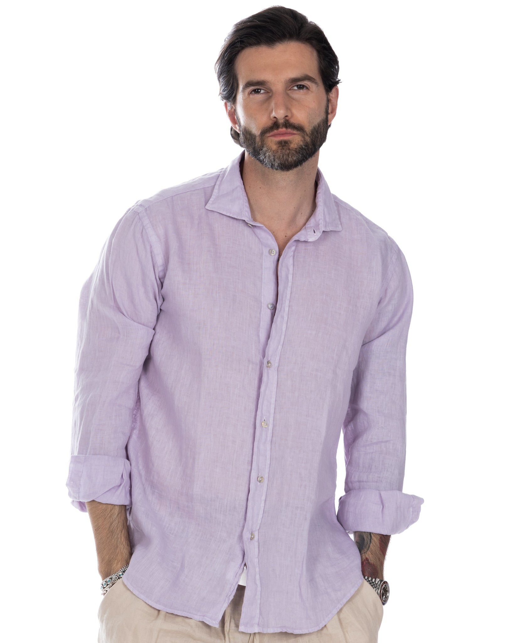 Montecarlo - camicia in puro lino lilla
