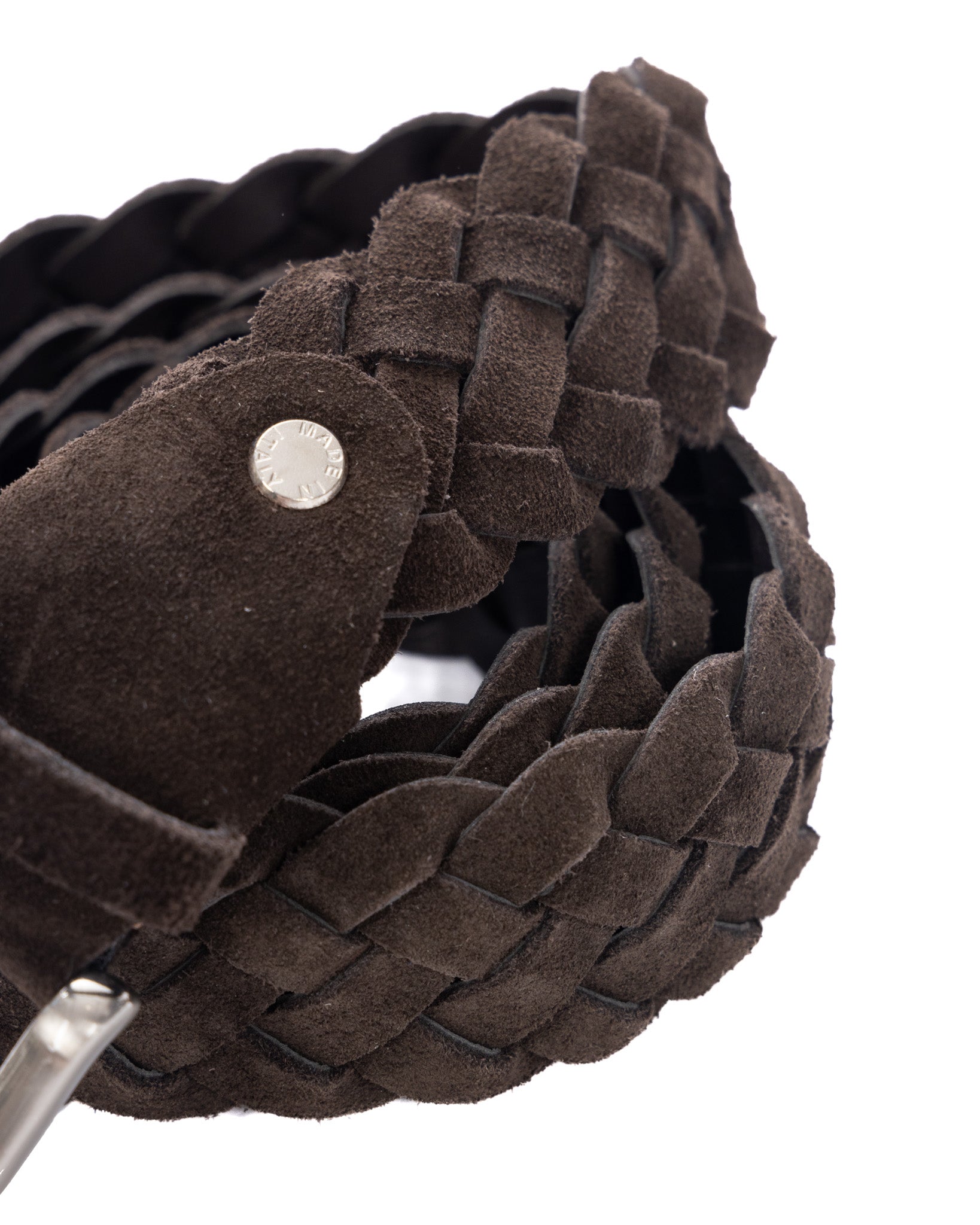 Chianti - dark brown suede belt with wide weave