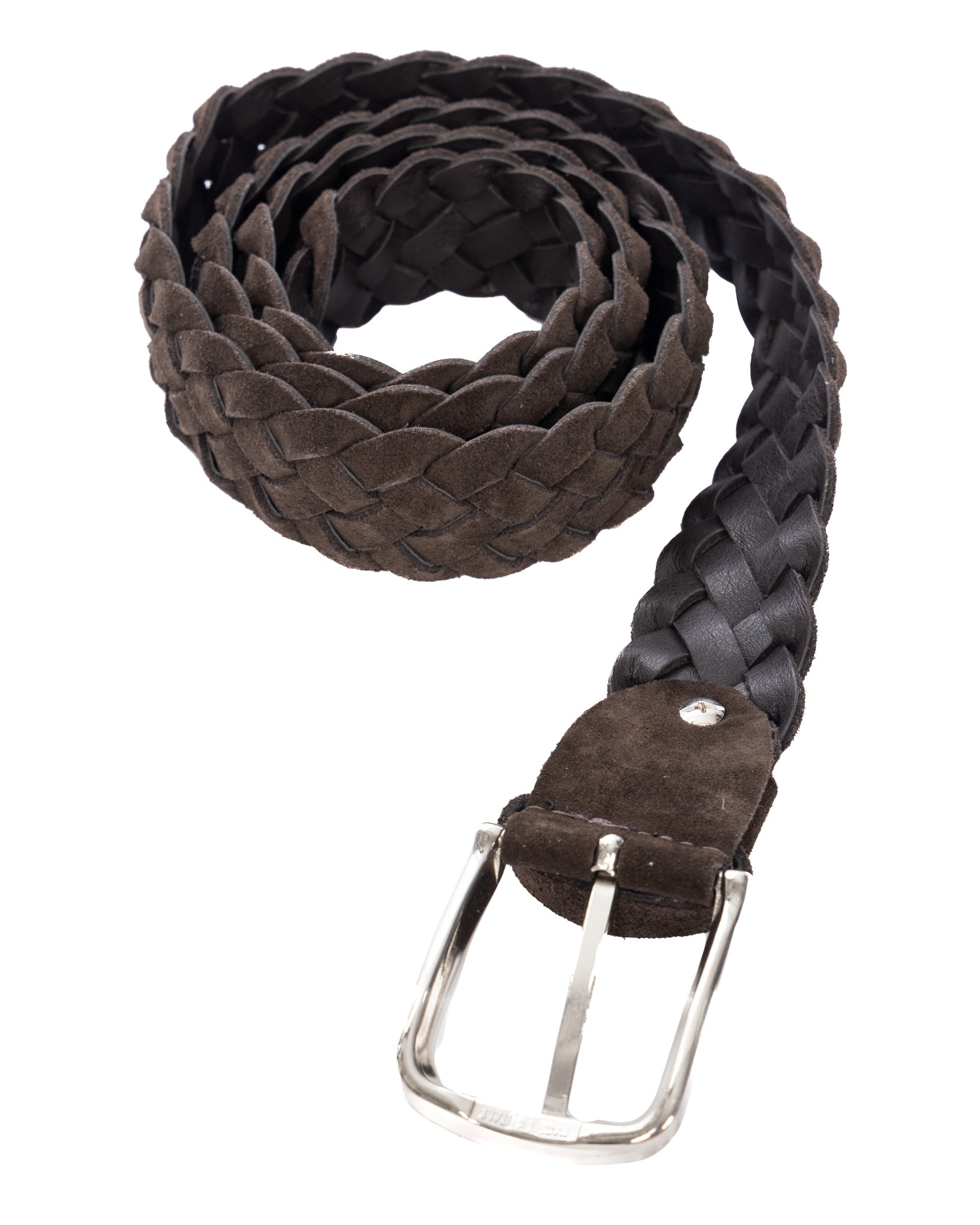 Chianti - dark brown suede belt with wide weave