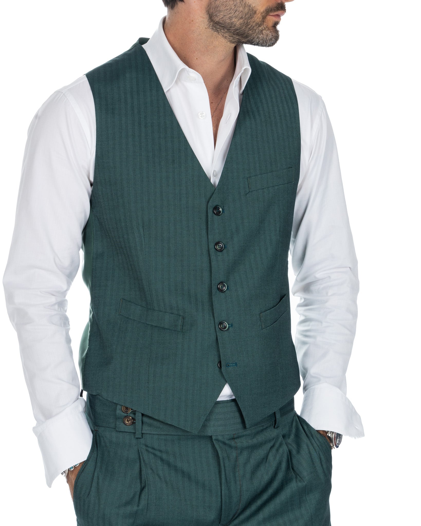 Lyon - green solaro single-breasted waistcoat