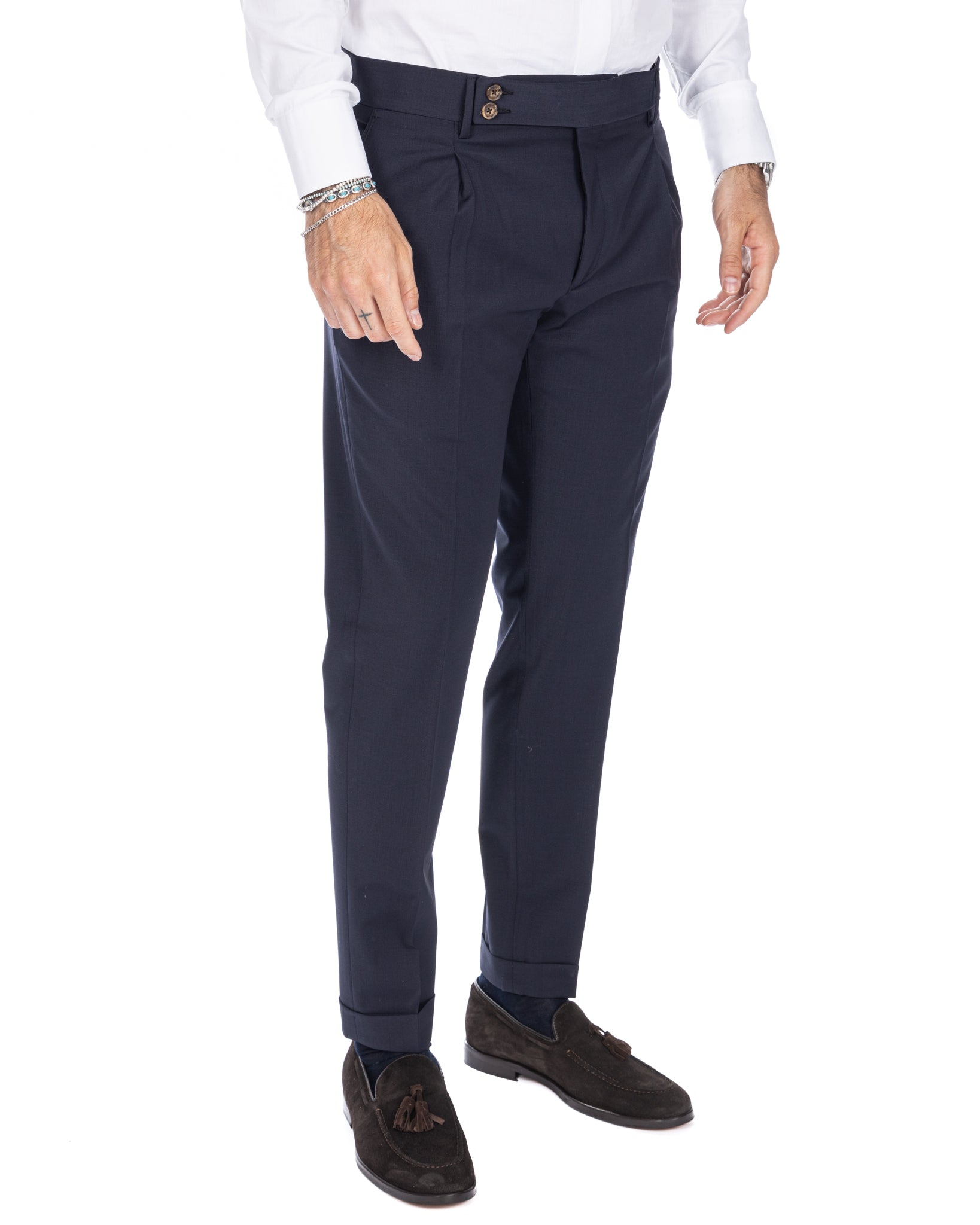 Queens - pantalone blu in lana