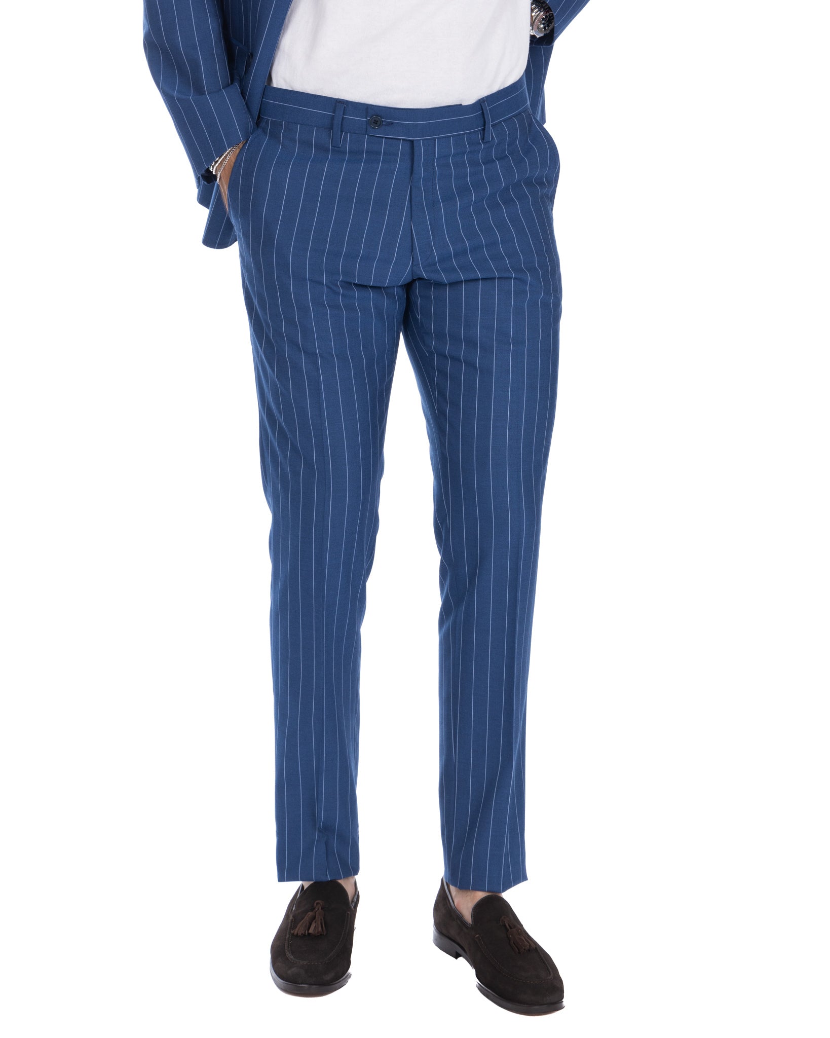 Vienna - cornflower blue striped double-breasted suit