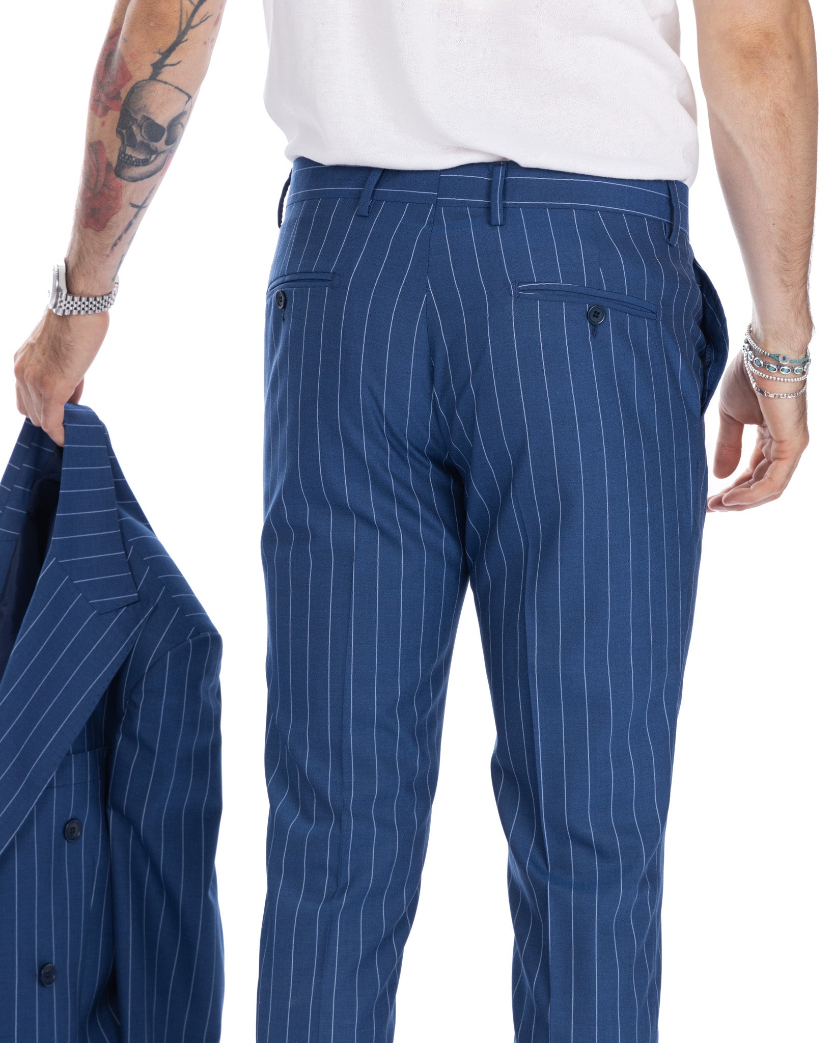 Vienna - cornflower blue striped double-breasted suit