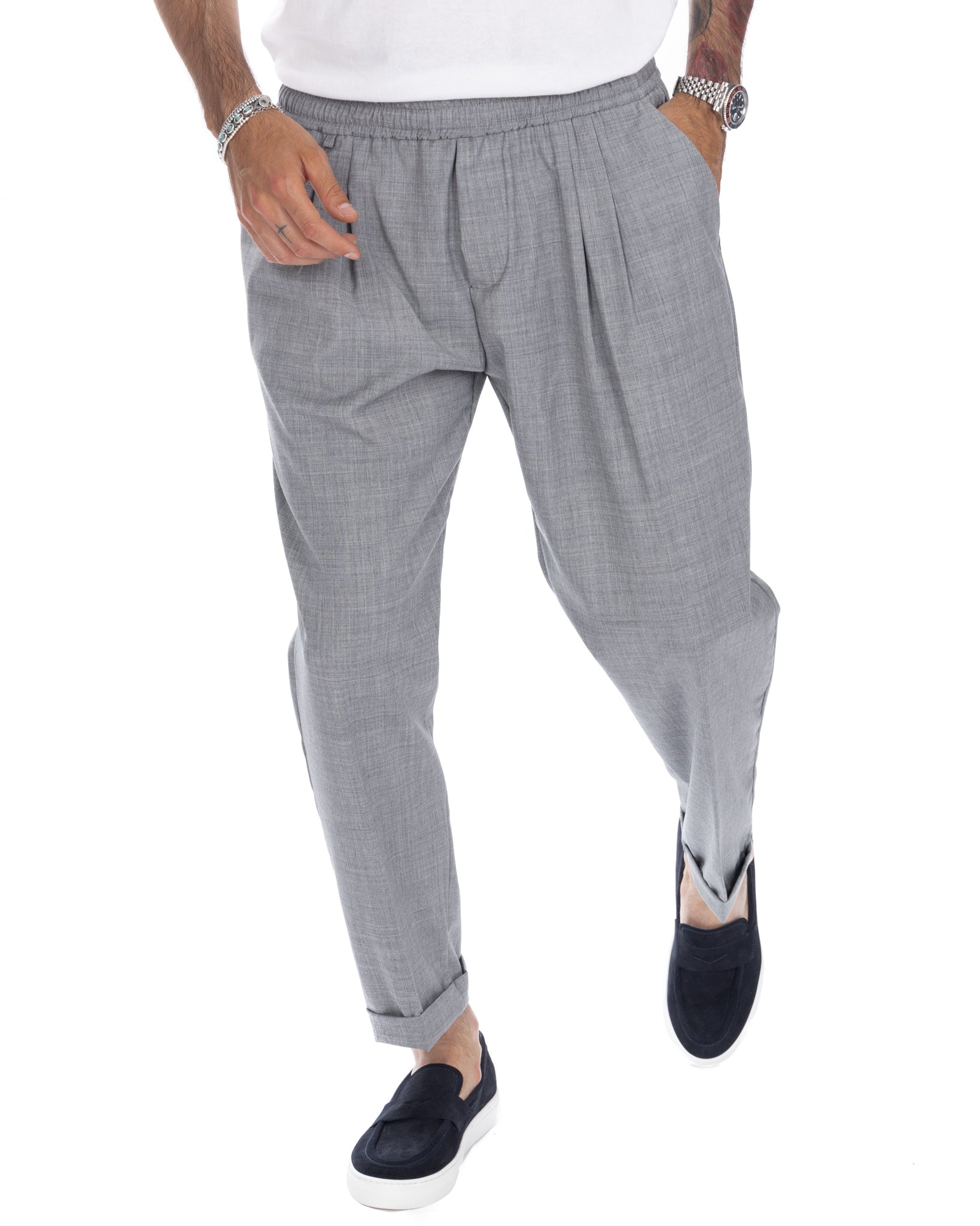 Larry - light gray wool blend trousers