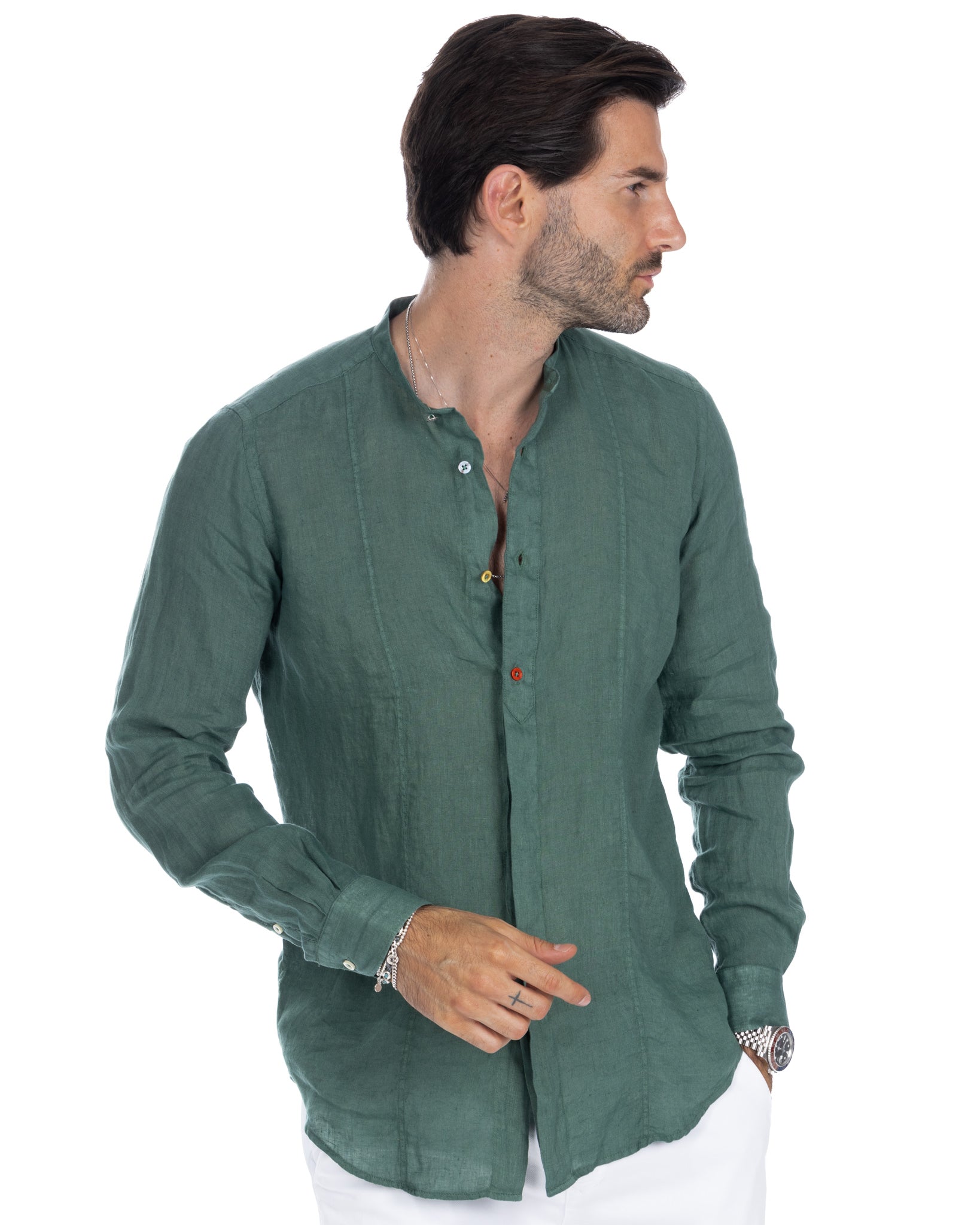 Cannes - chemise séraphine pur lin vert