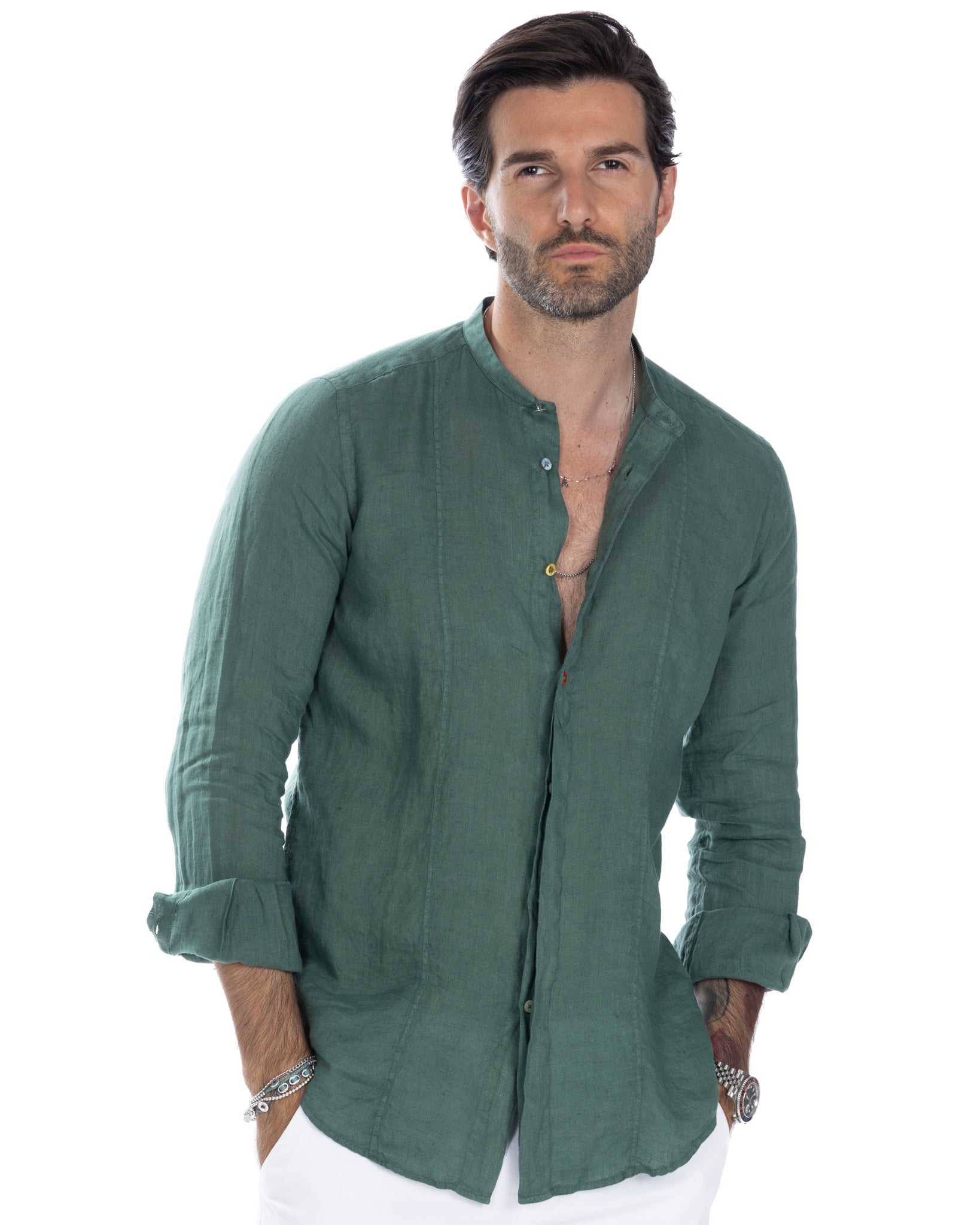 Cannes - chemise séraphine pur lin vert