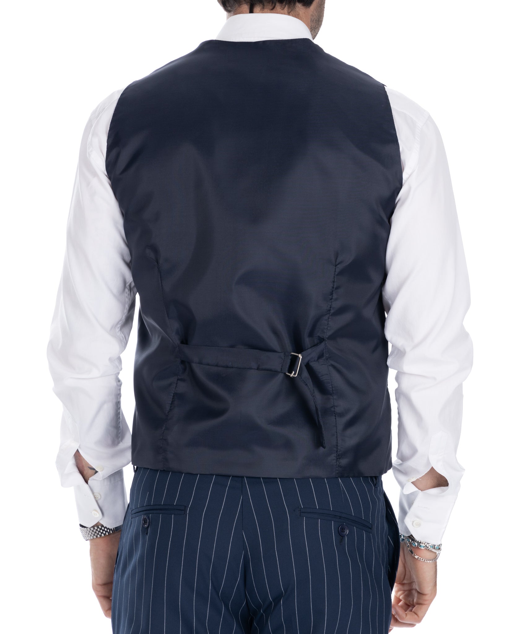 Mainz - blue pinstriped single-breasted waistcoat