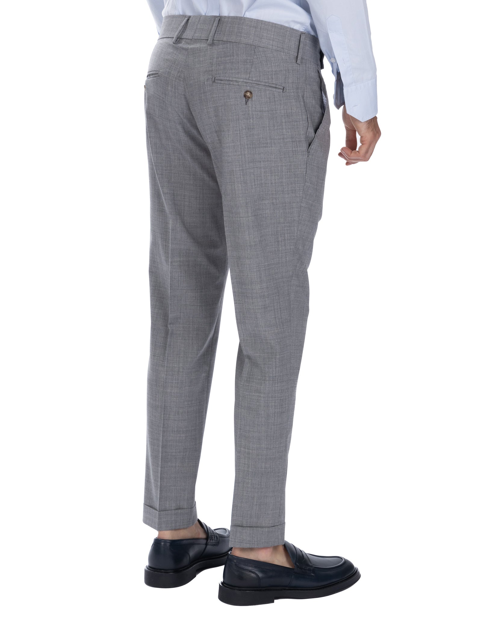 Italian - pantalone vita alta grigio chiaro in misto lana