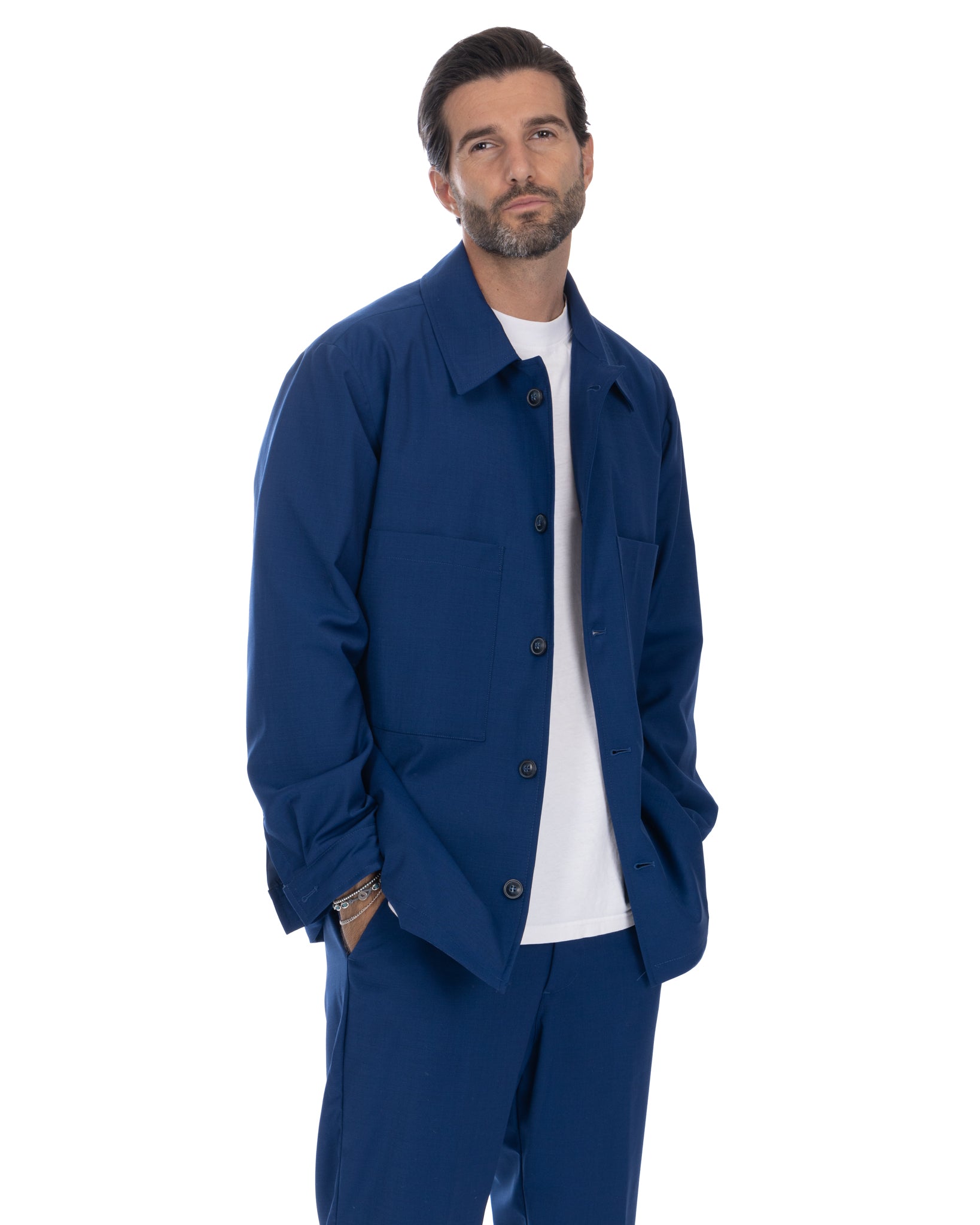 Donald - blue oversized wool blend jacket