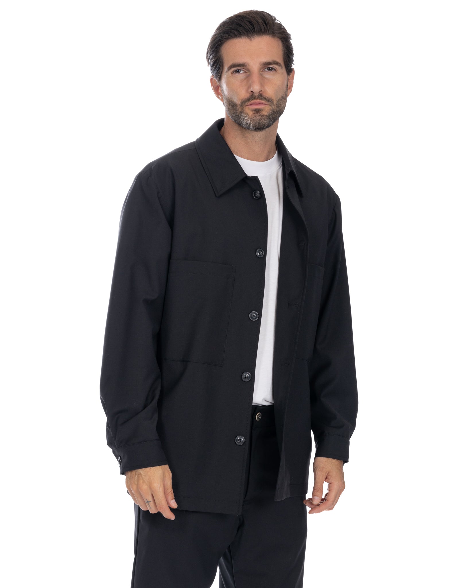 Donald - oversized black wool blend jacket