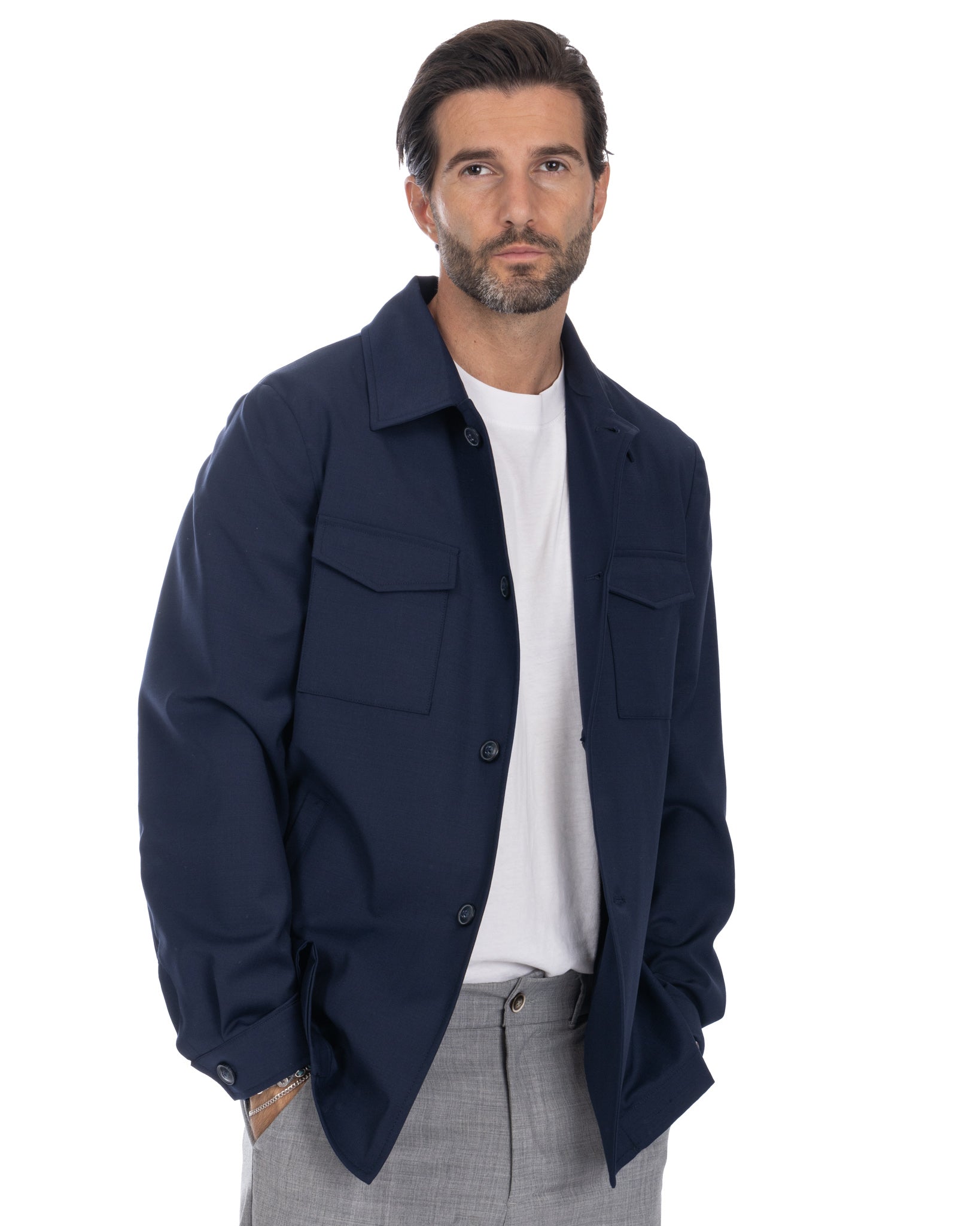 Steven - blue wool blend jacket