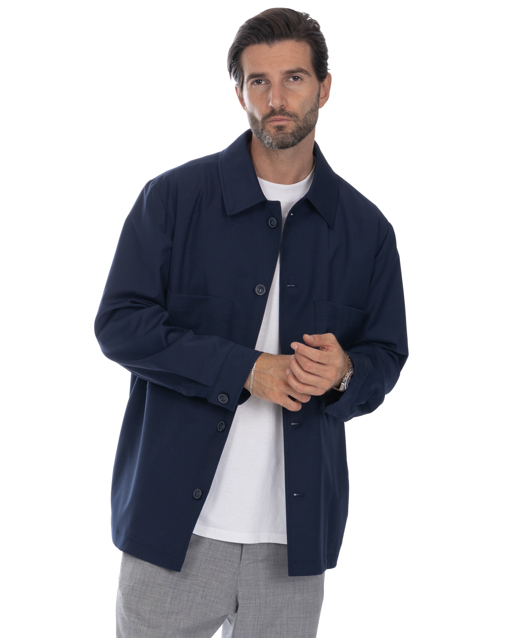 Donald - blue oversized jacket in wool blend