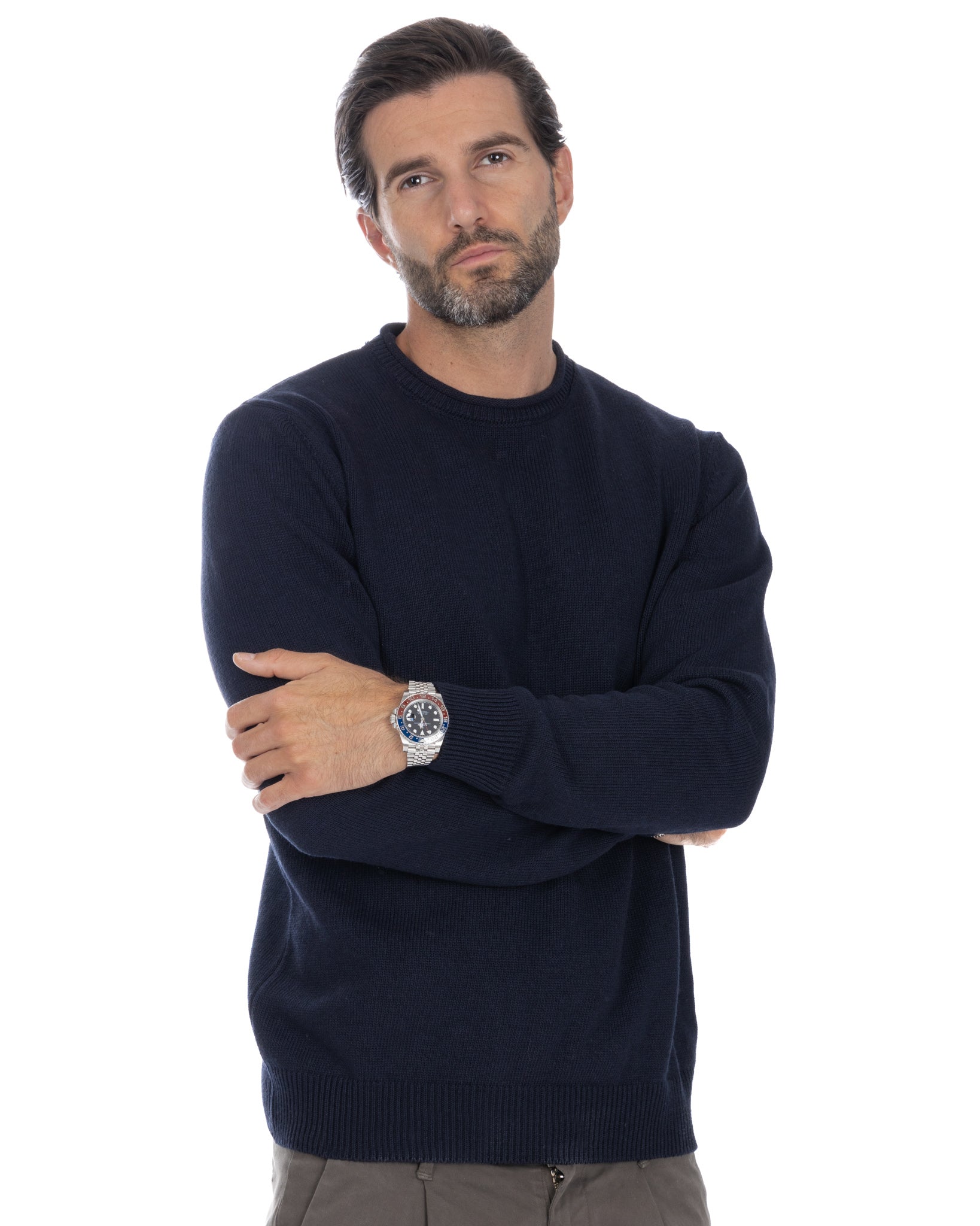 Adak - blue crew neck sweater