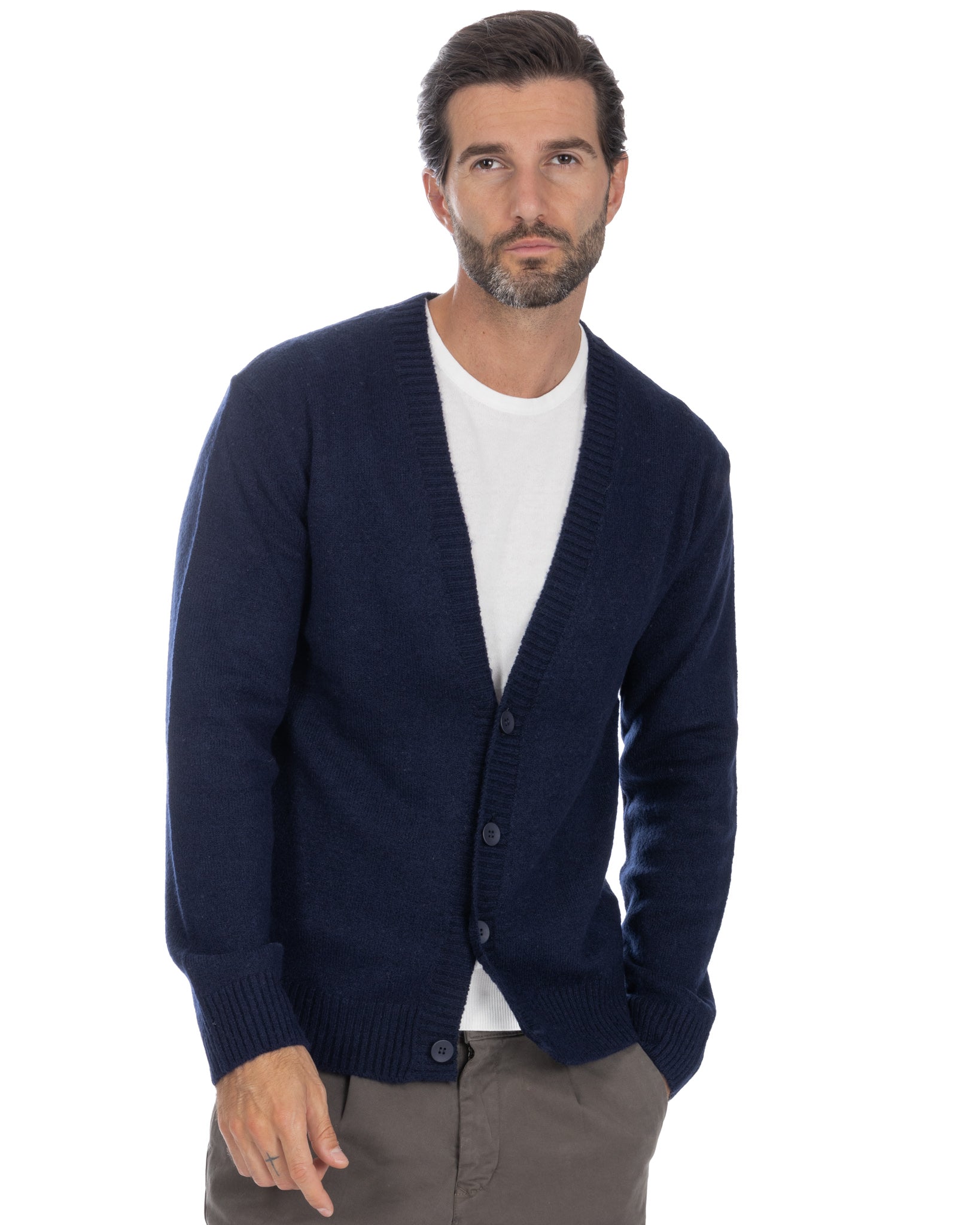 Ryan - cardigan spalla scesa blu