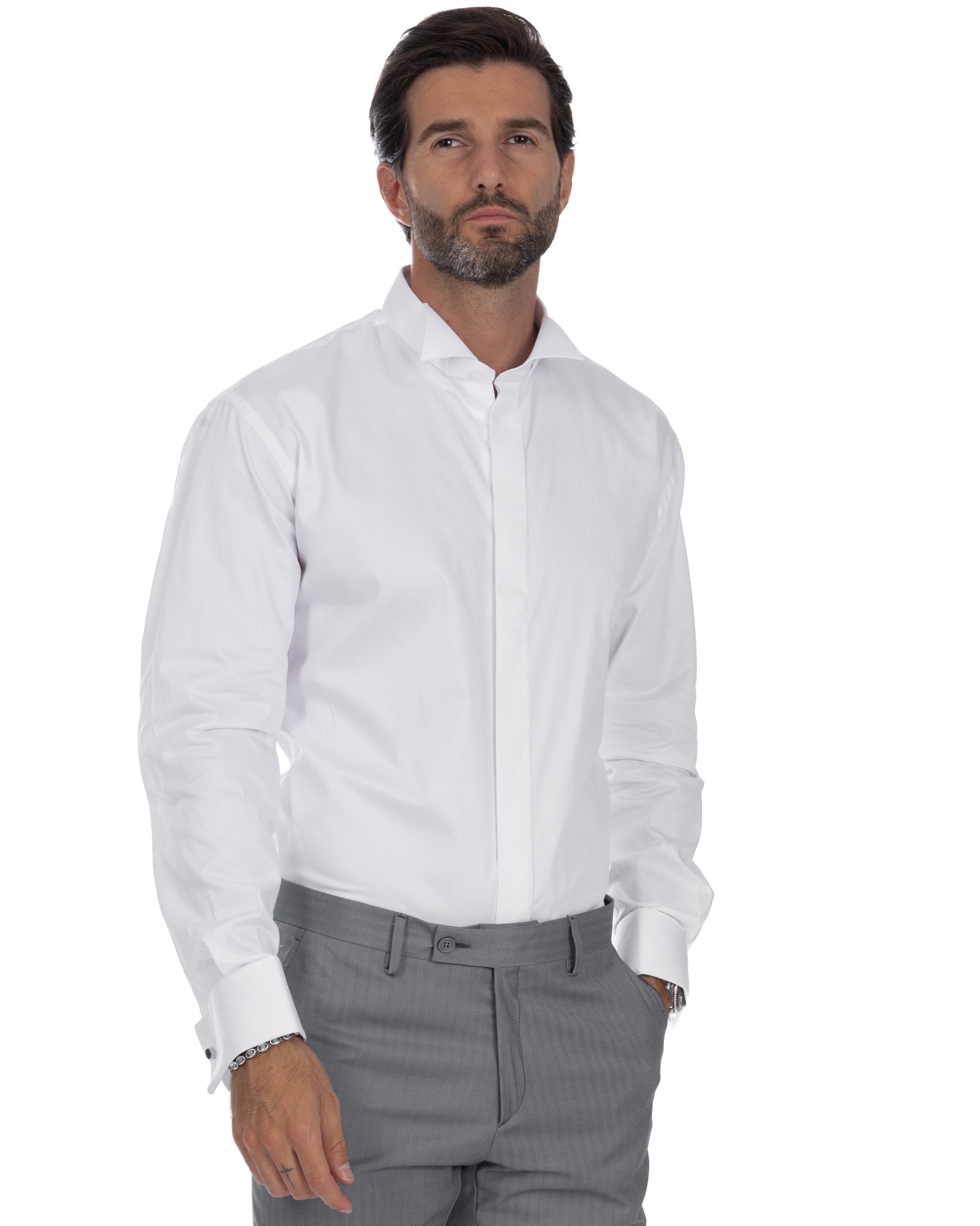 Shirt - basic white diplomatic in cotton