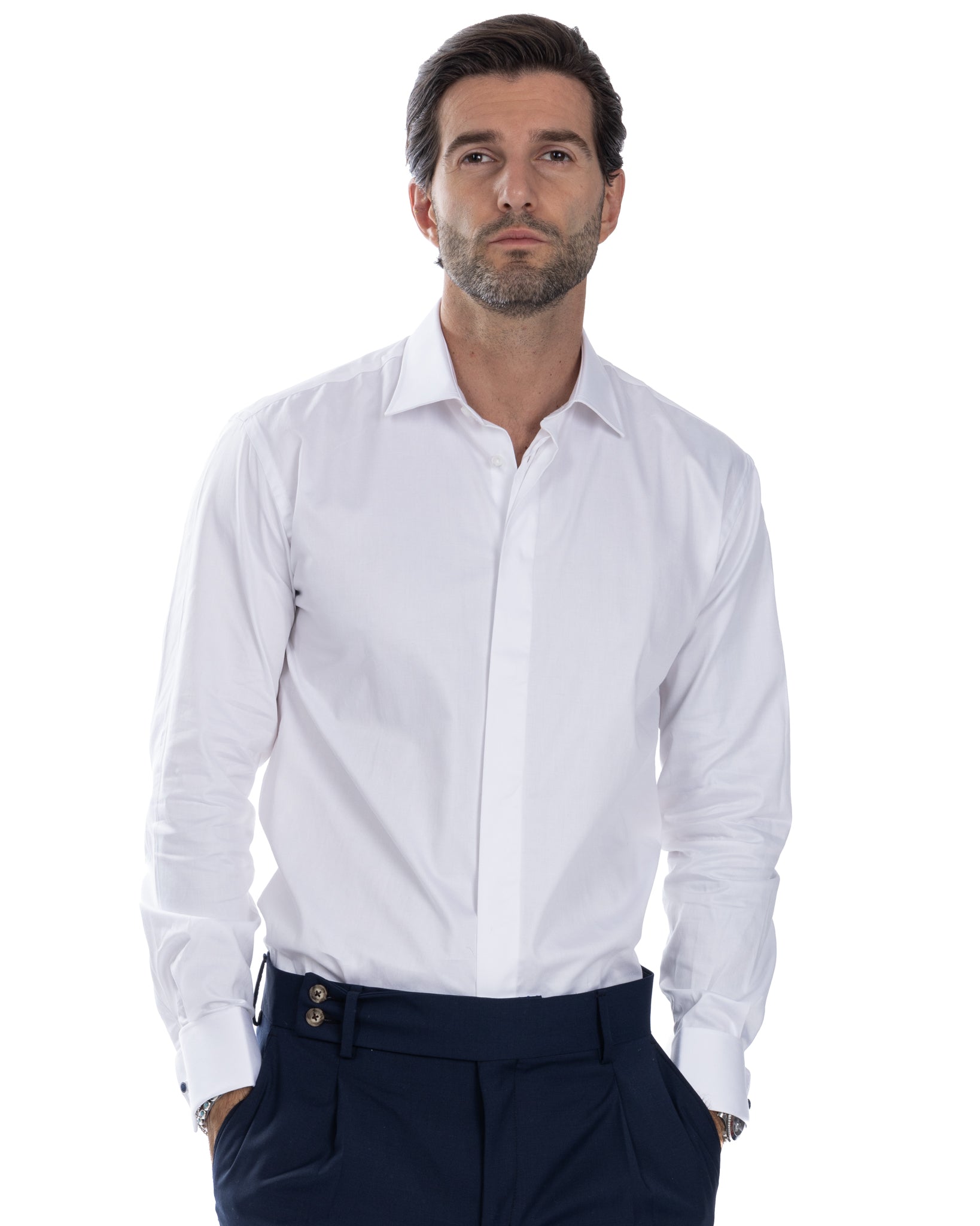Camicia - basic classica cerimonia bianca in cotone