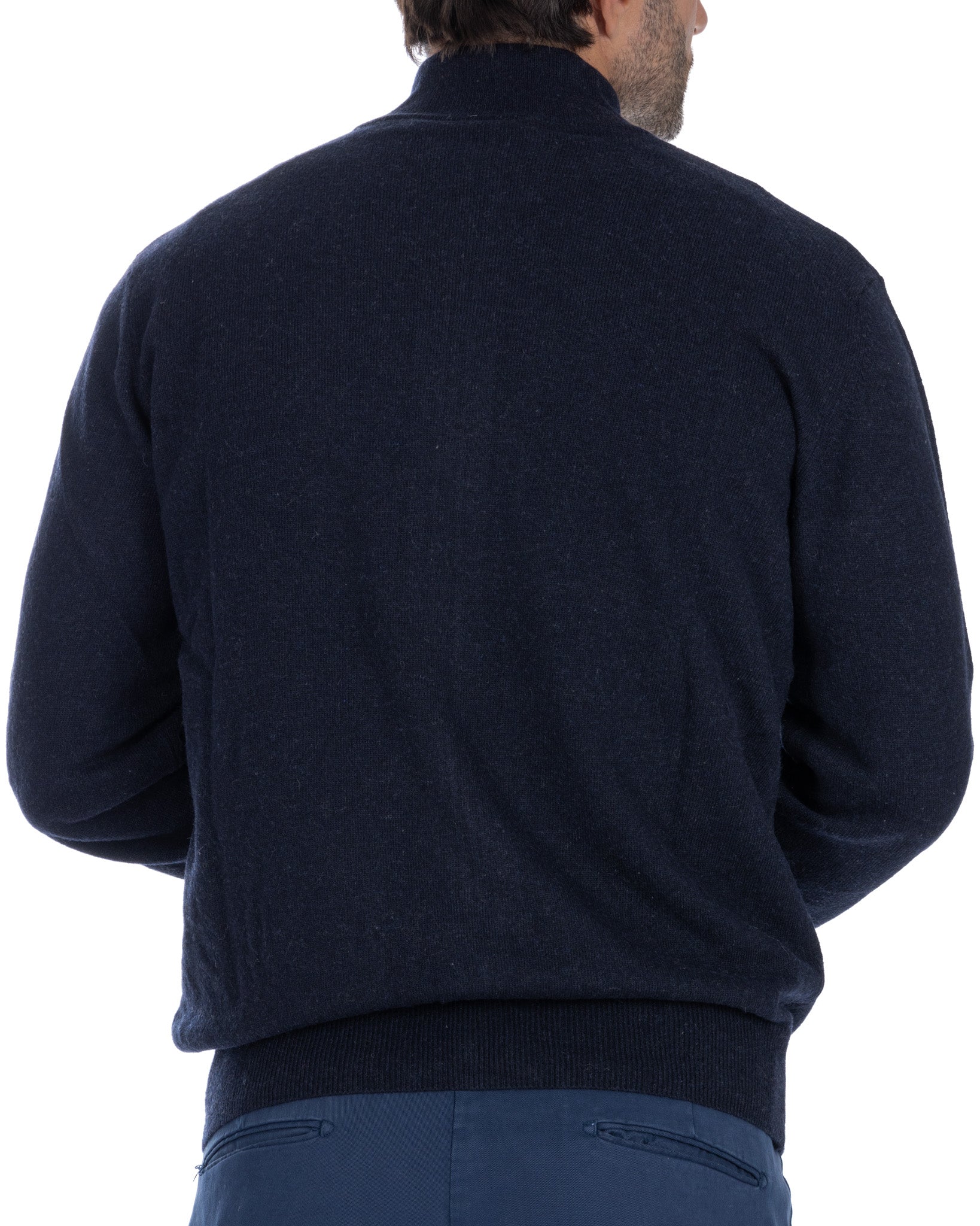 Matt - blue full zip sweater in cashmere blend