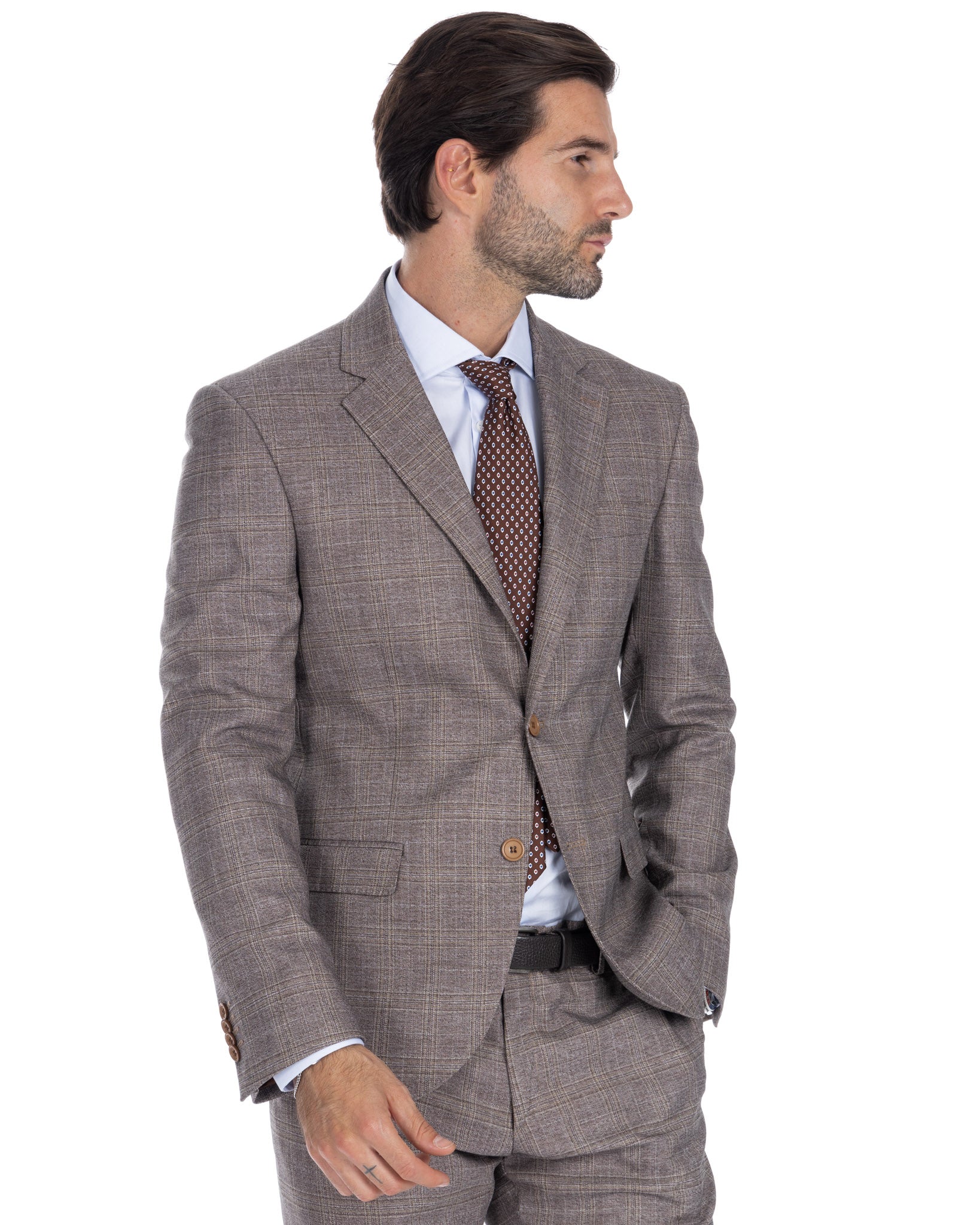 Hanoi - beige square single-breasted suit