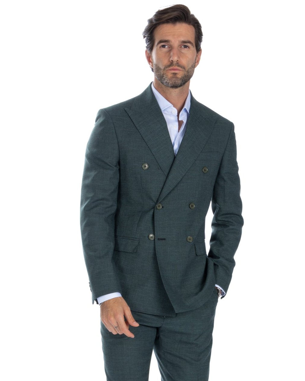 Perth - green grisaille double-breasted suit