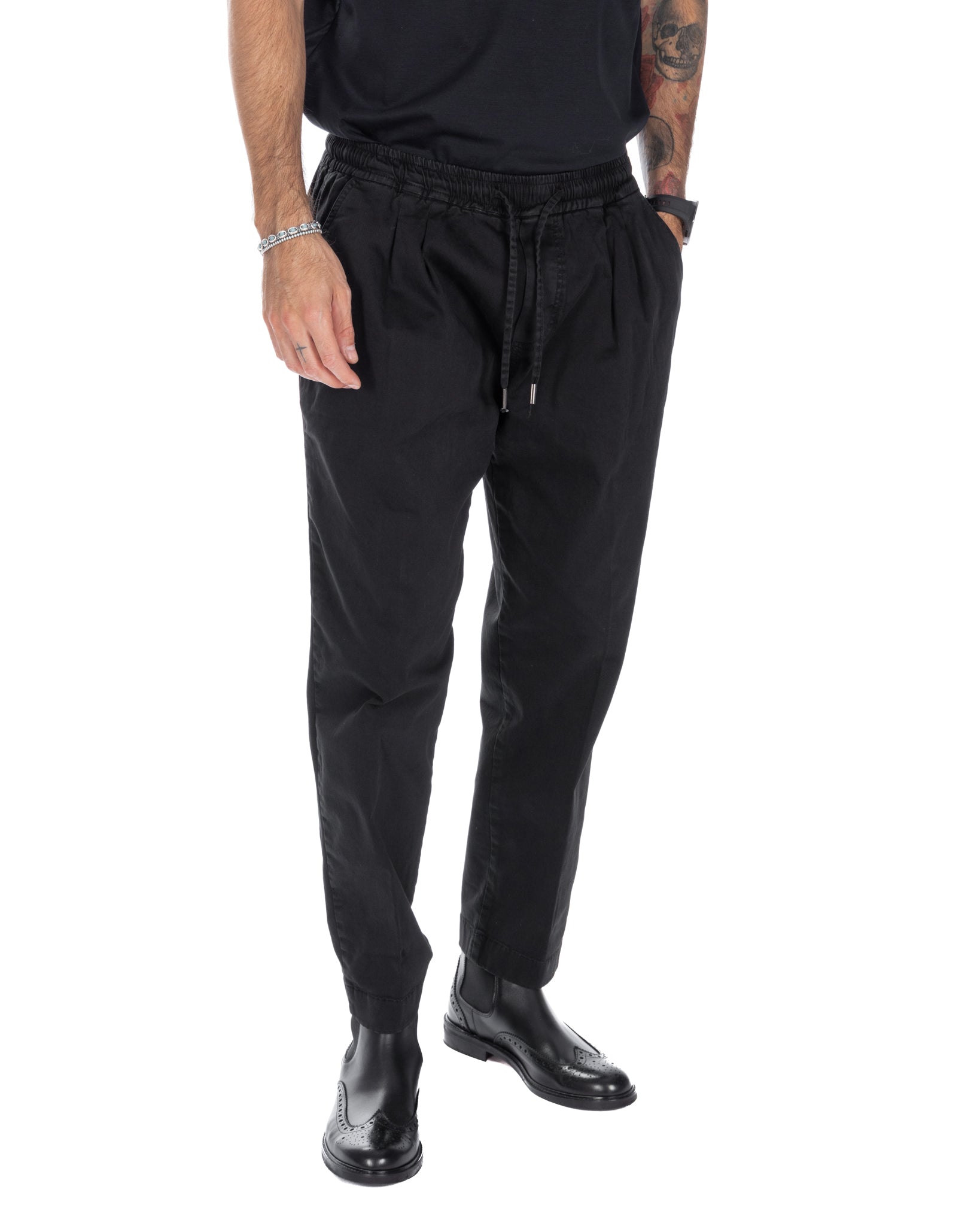 Axel - black cotton trousers