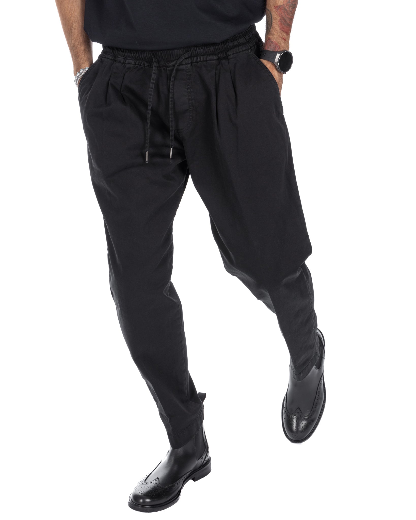 Axel - black cotton trousers