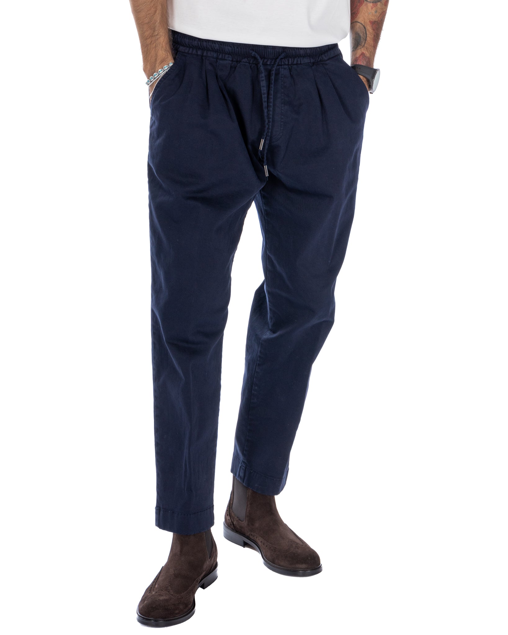 Axel - blue cotton trousers