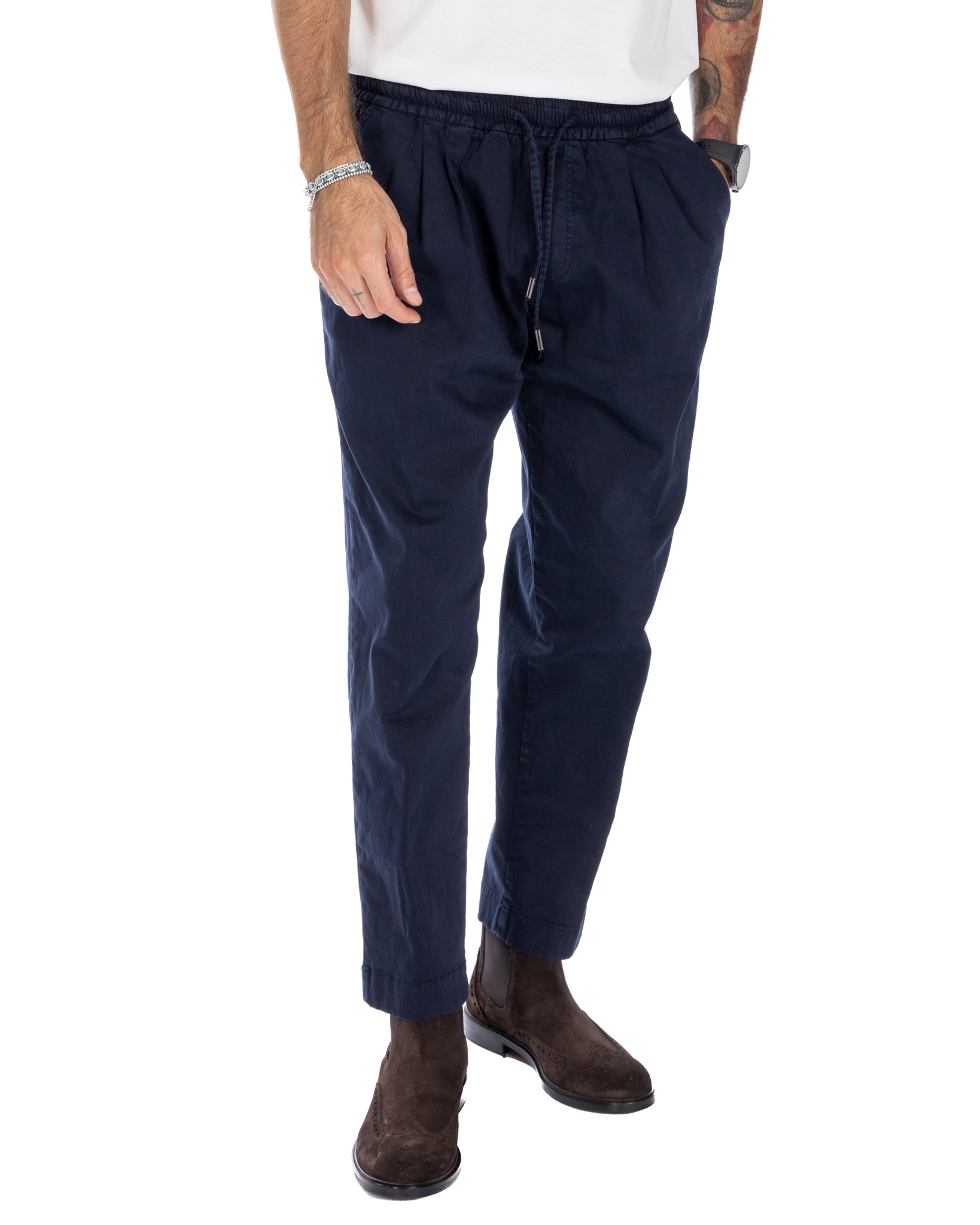 Axel - blue cotton trousers