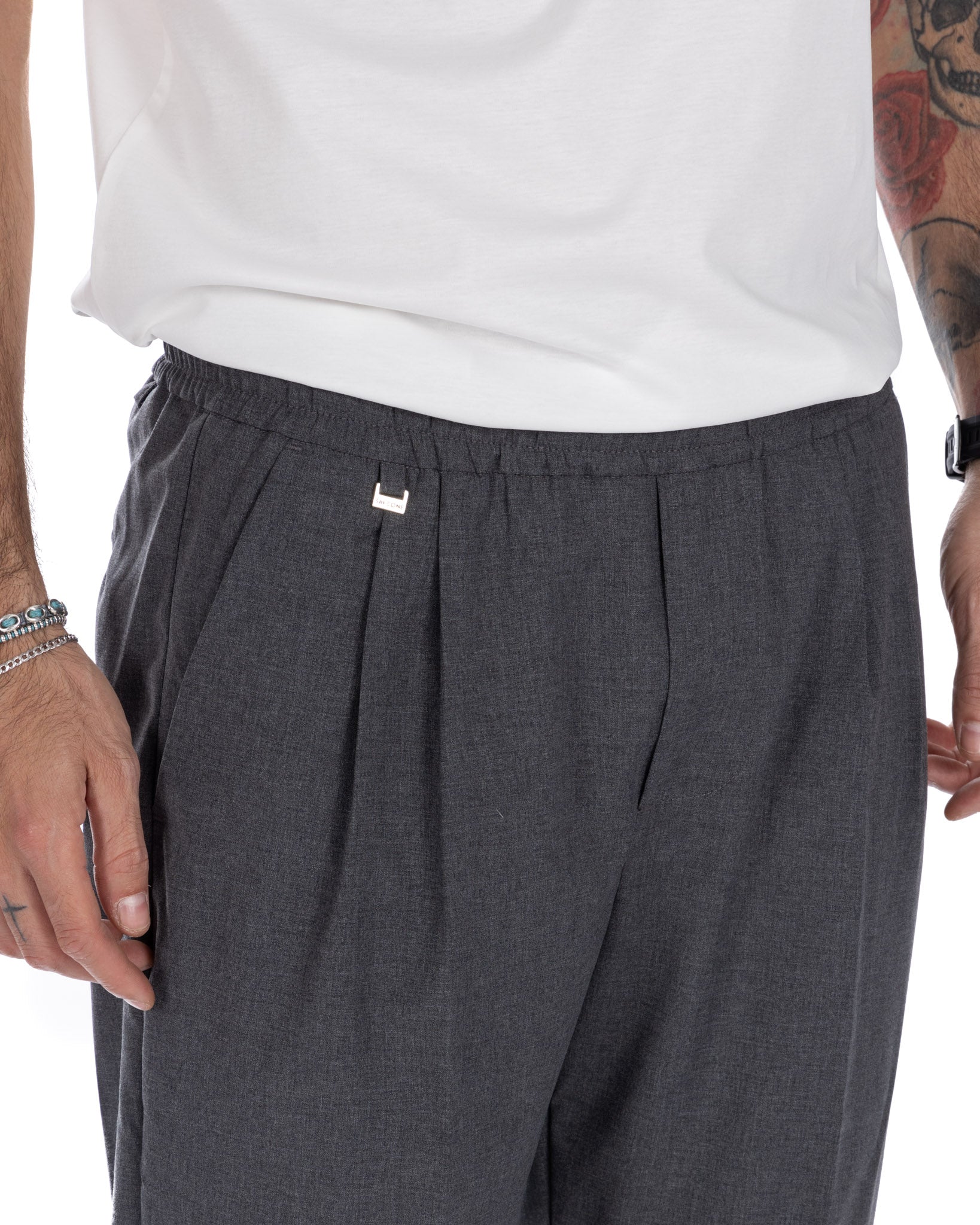 Larry - light gray wool blend trousers