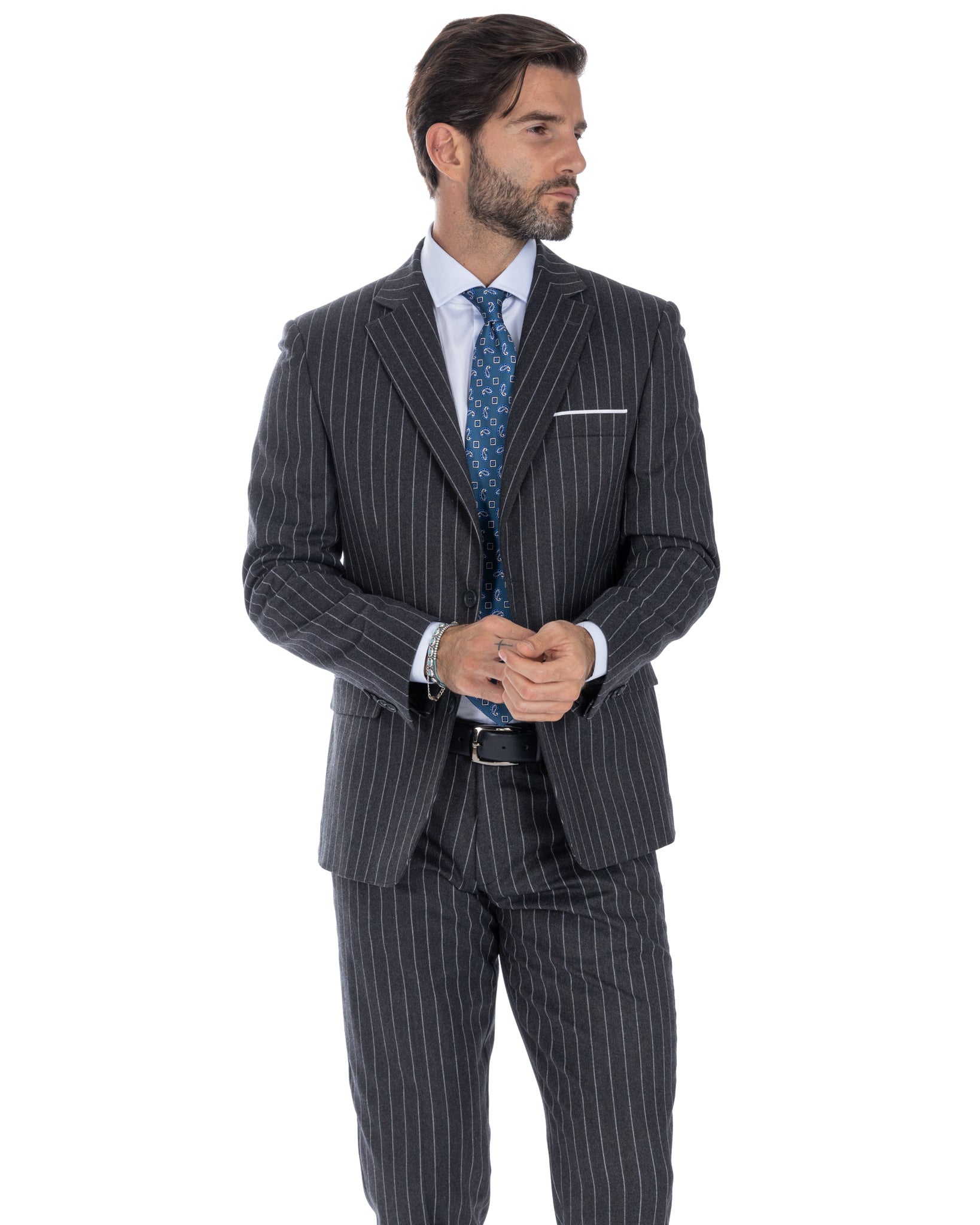 Toulouse - dark gray denim single-breasted suit