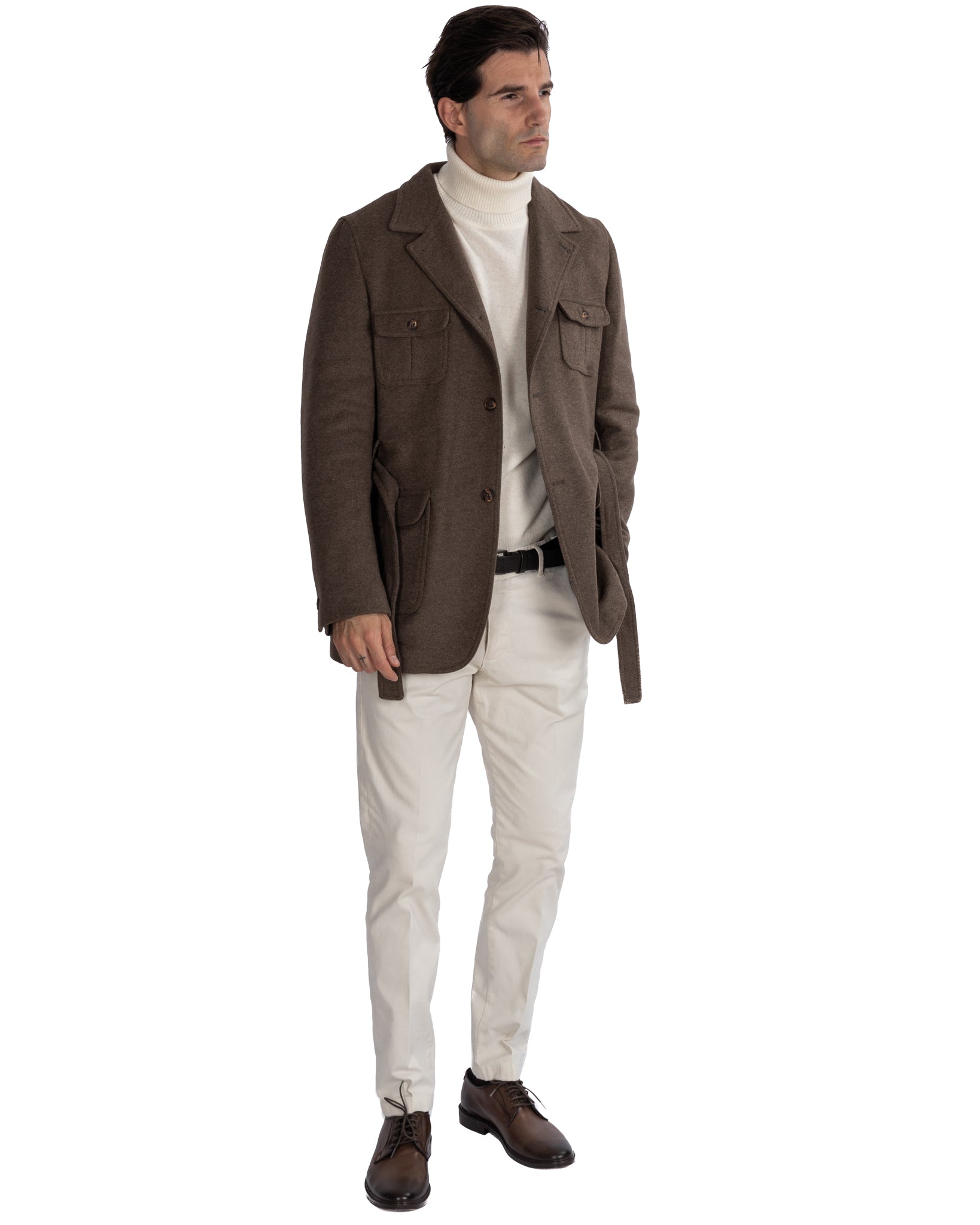 Ponente - dark brown wool safari jacket