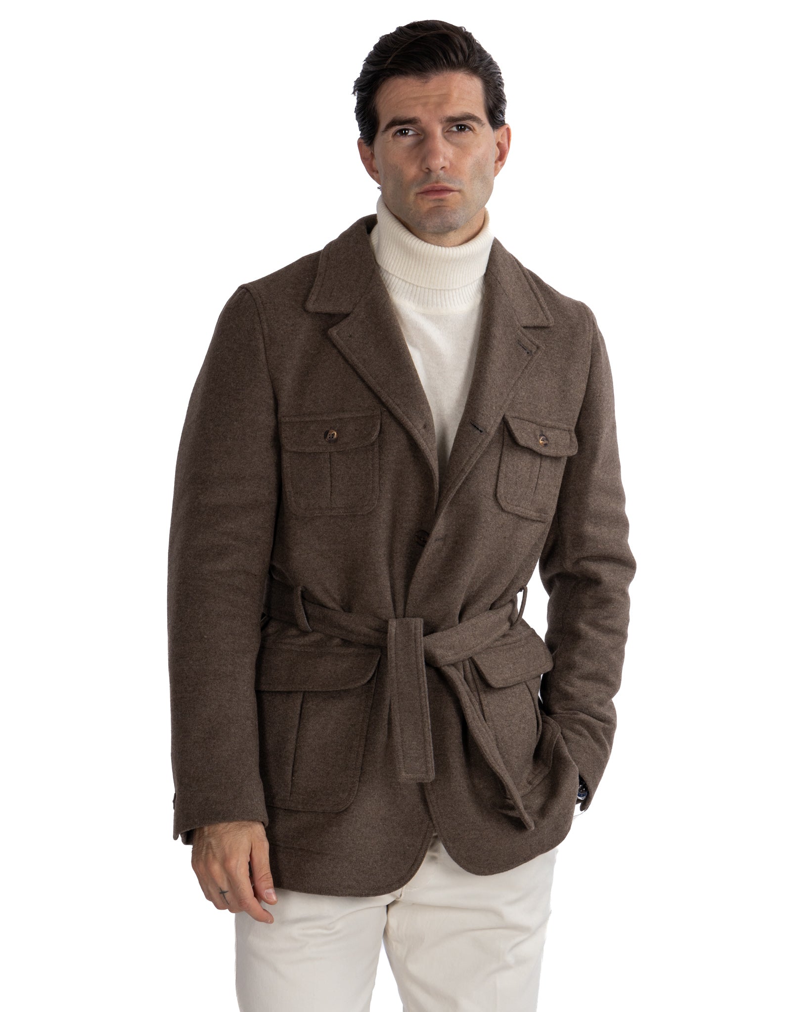 Ponente - dark brown wool safari jacket