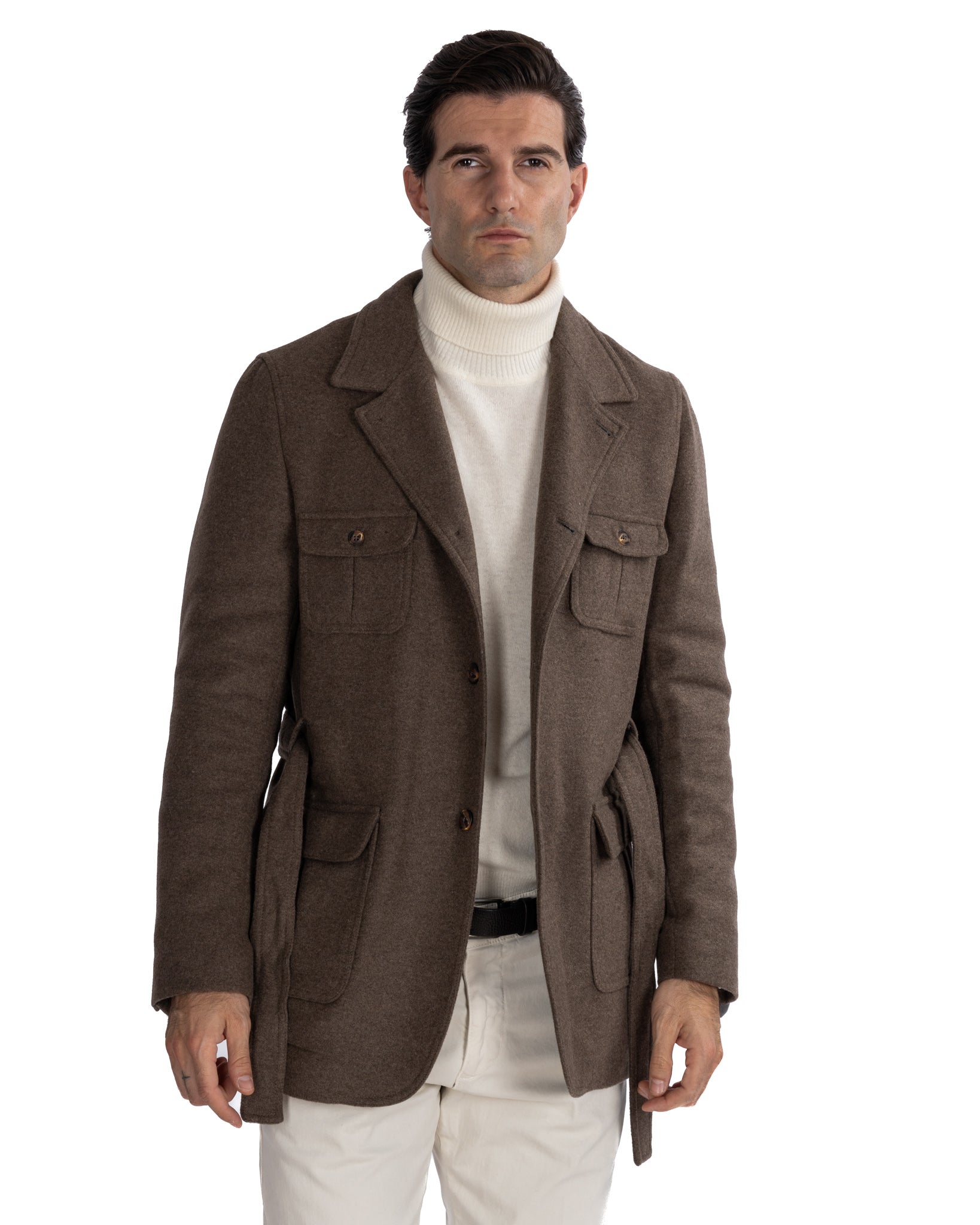 Ponente - dark brown wool safari jacket