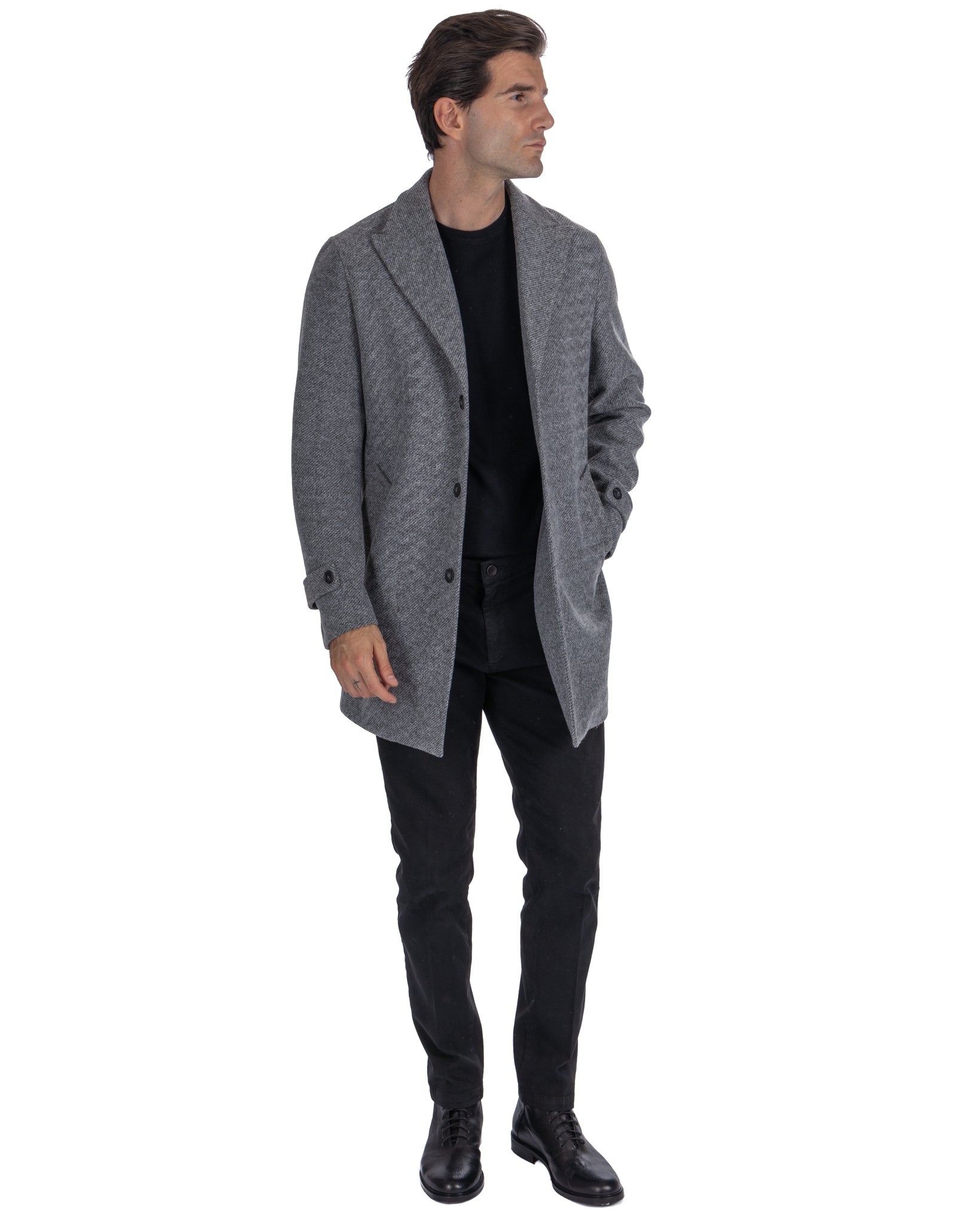 Louis - manteau gris à boutonnage simple