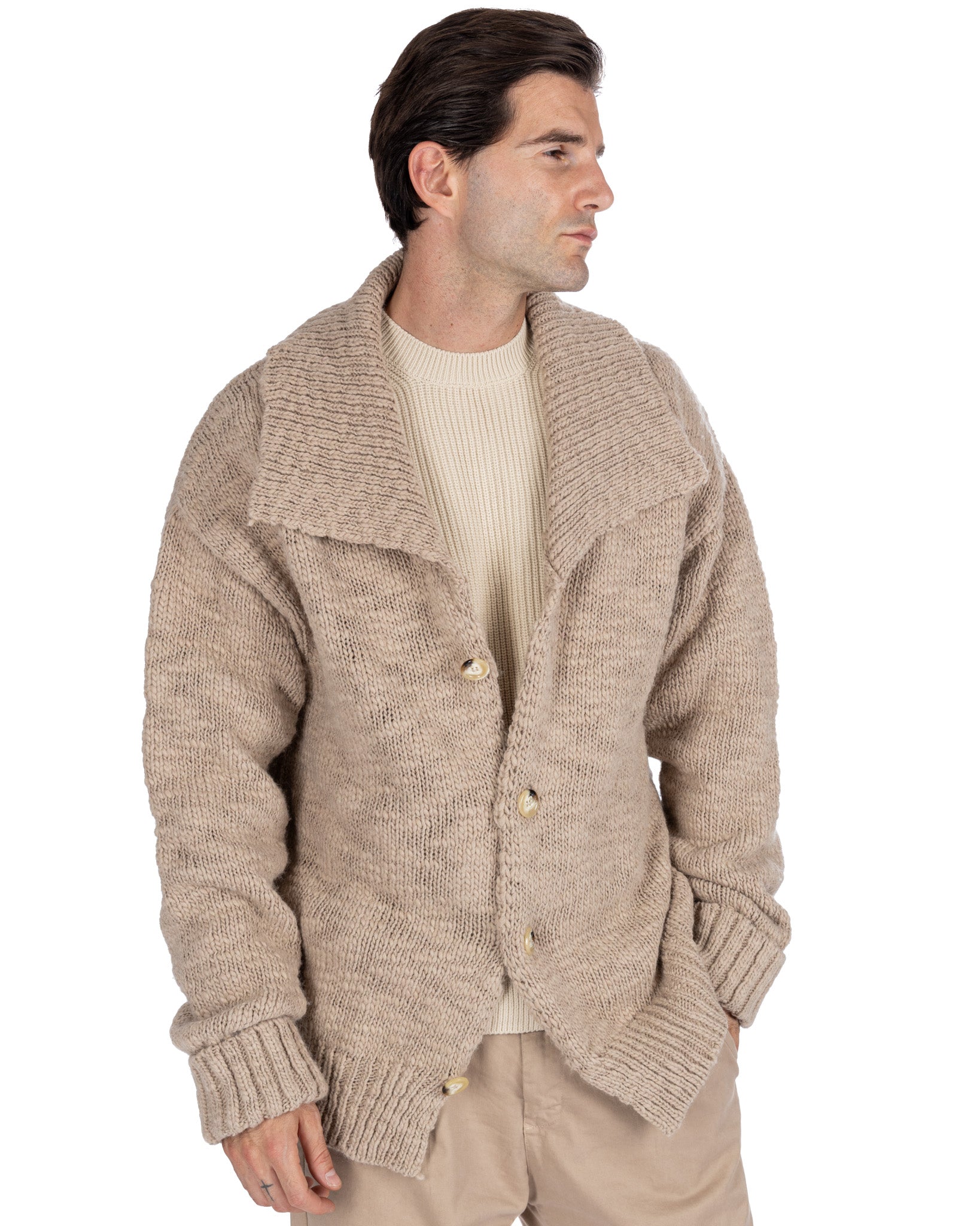 Ethan - beige oversized cardigan