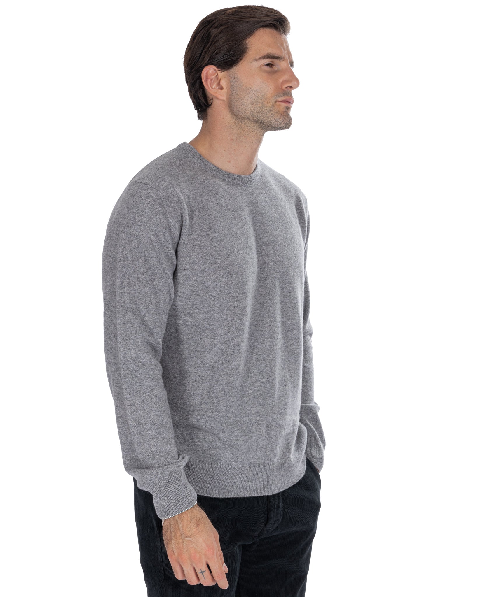 Atrani - maglione in puro cashmere grigio chiaro