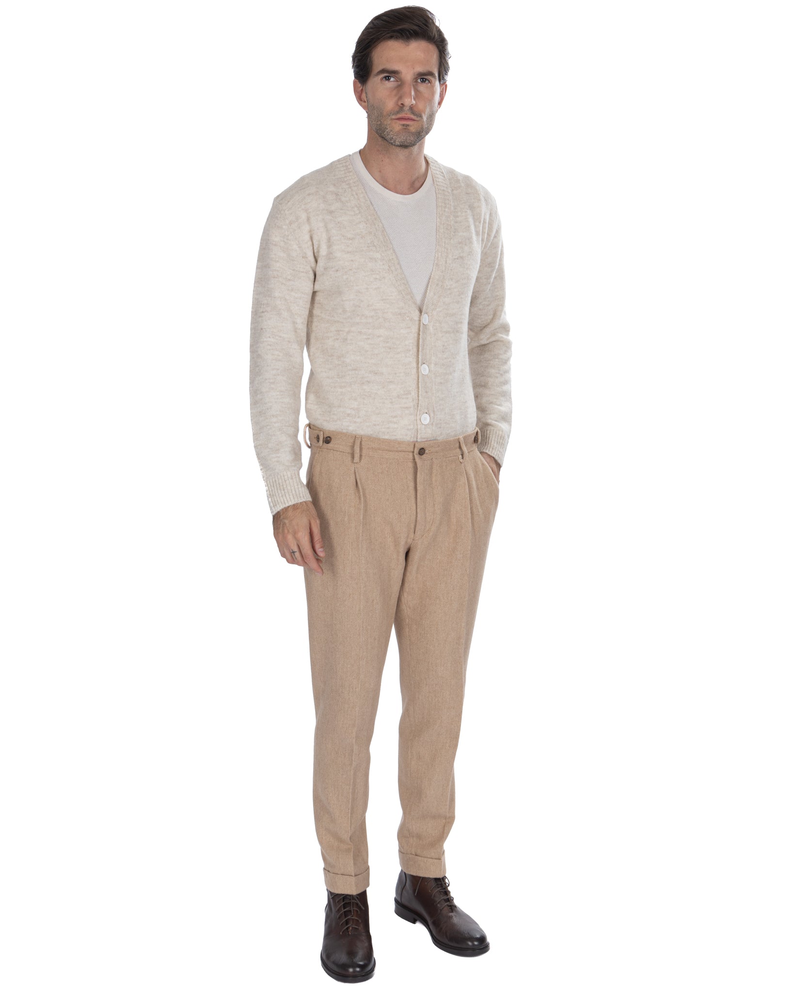 Zurich - pantalon à chevrons beige